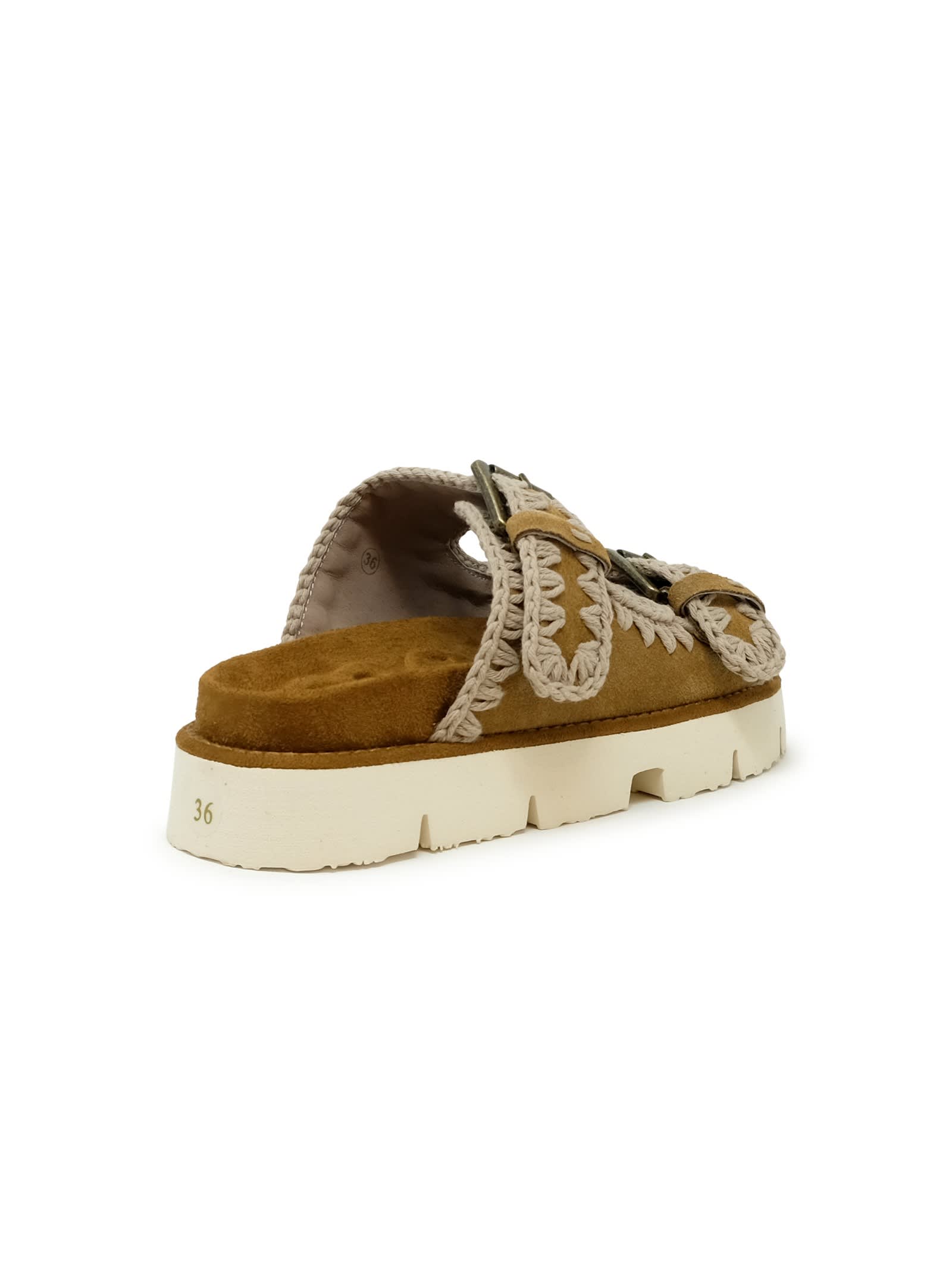 MOU MOU SUEDE BIO TWO BUCKLE SANDALS