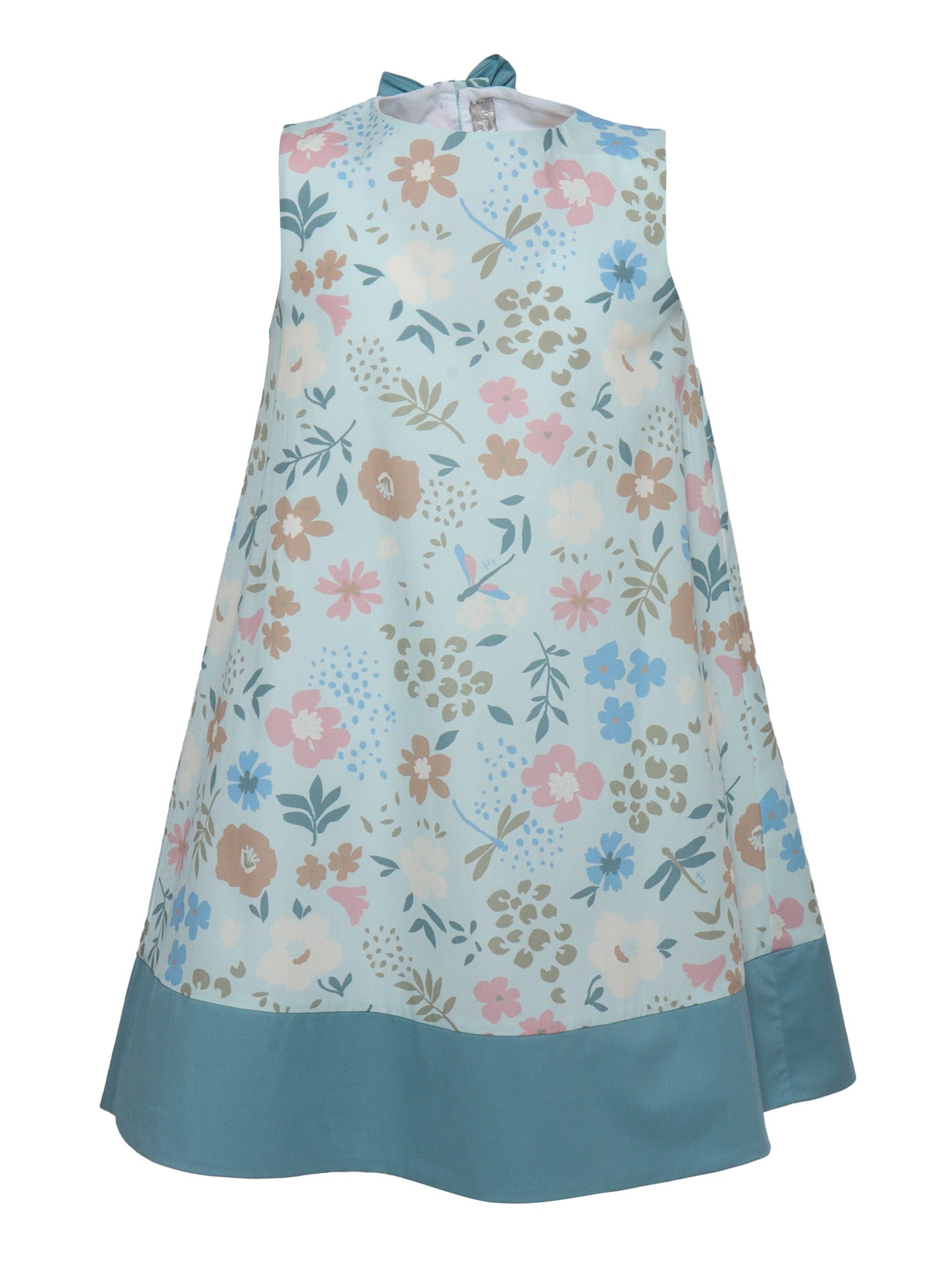 Shop Il Gufo Floral Sleeveless Dress In Light Blue