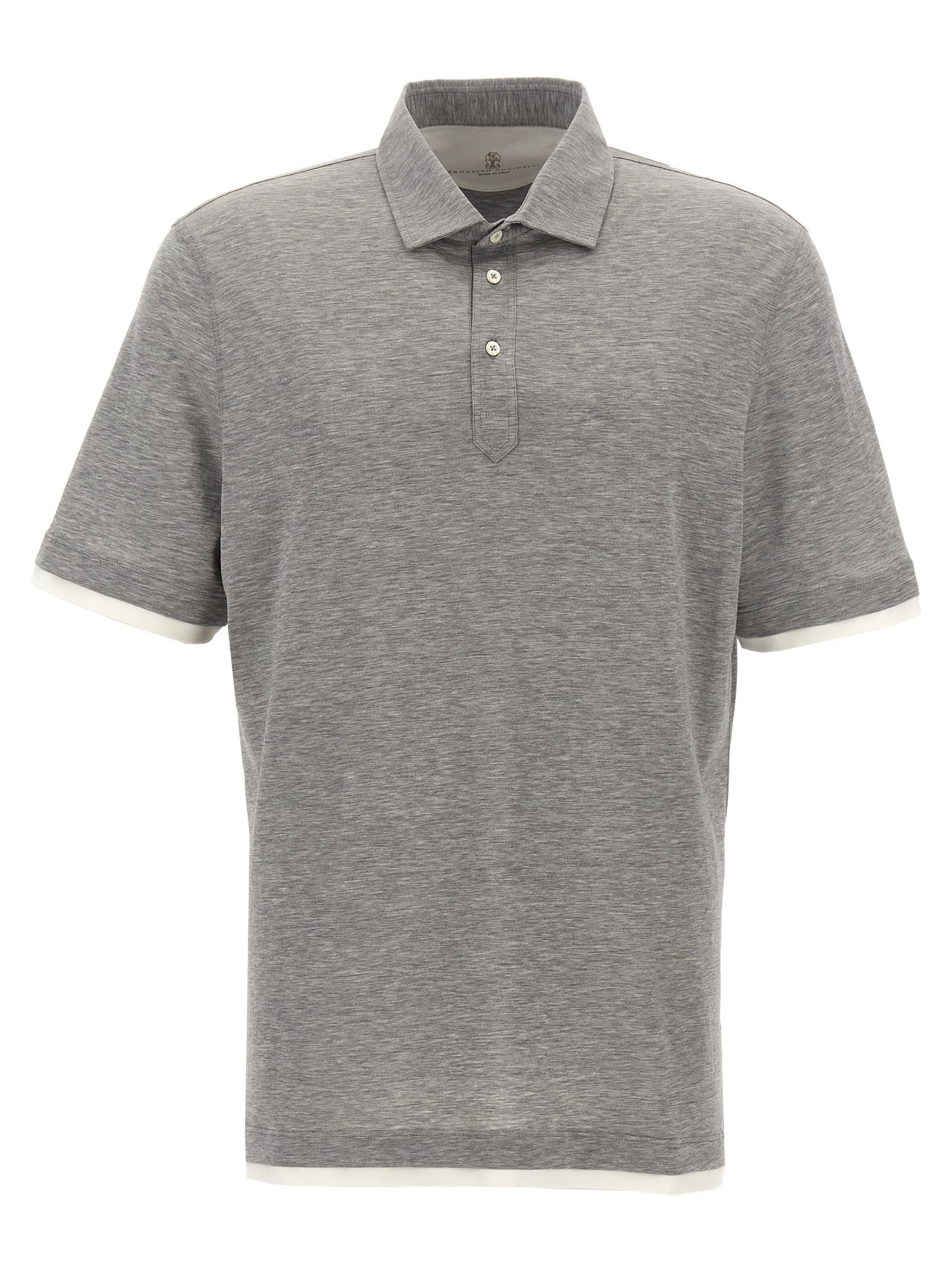 Shop Brunello Cucinelli Double Hem Polo Shirt In Multicolor