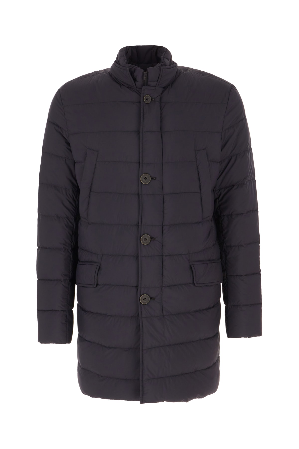 Herno Navy Blue Nylon Padded Jacket In Nero