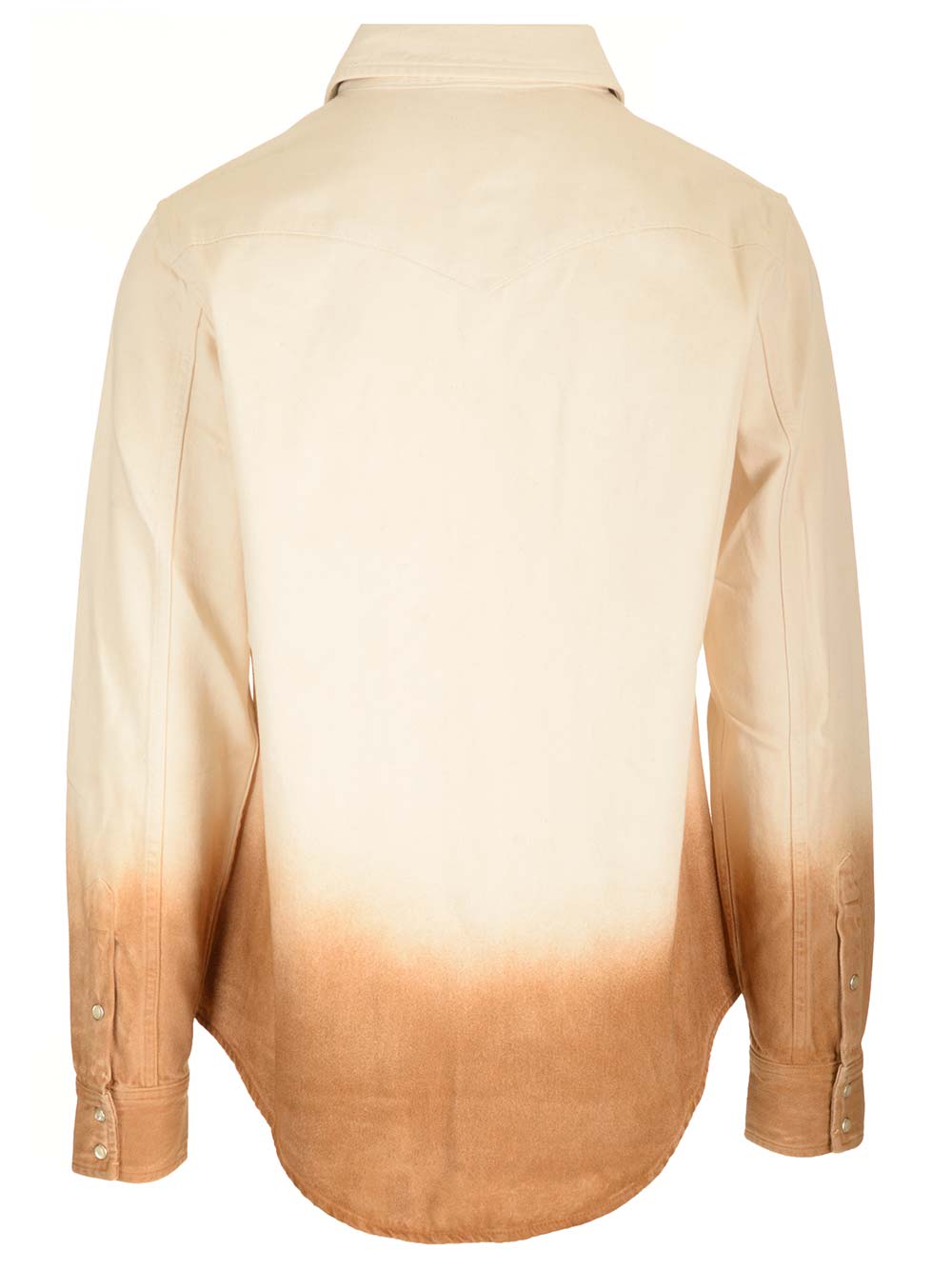 Shop Alanui Denim Overshirt With Dip-dye Effect In Neutrals/brown