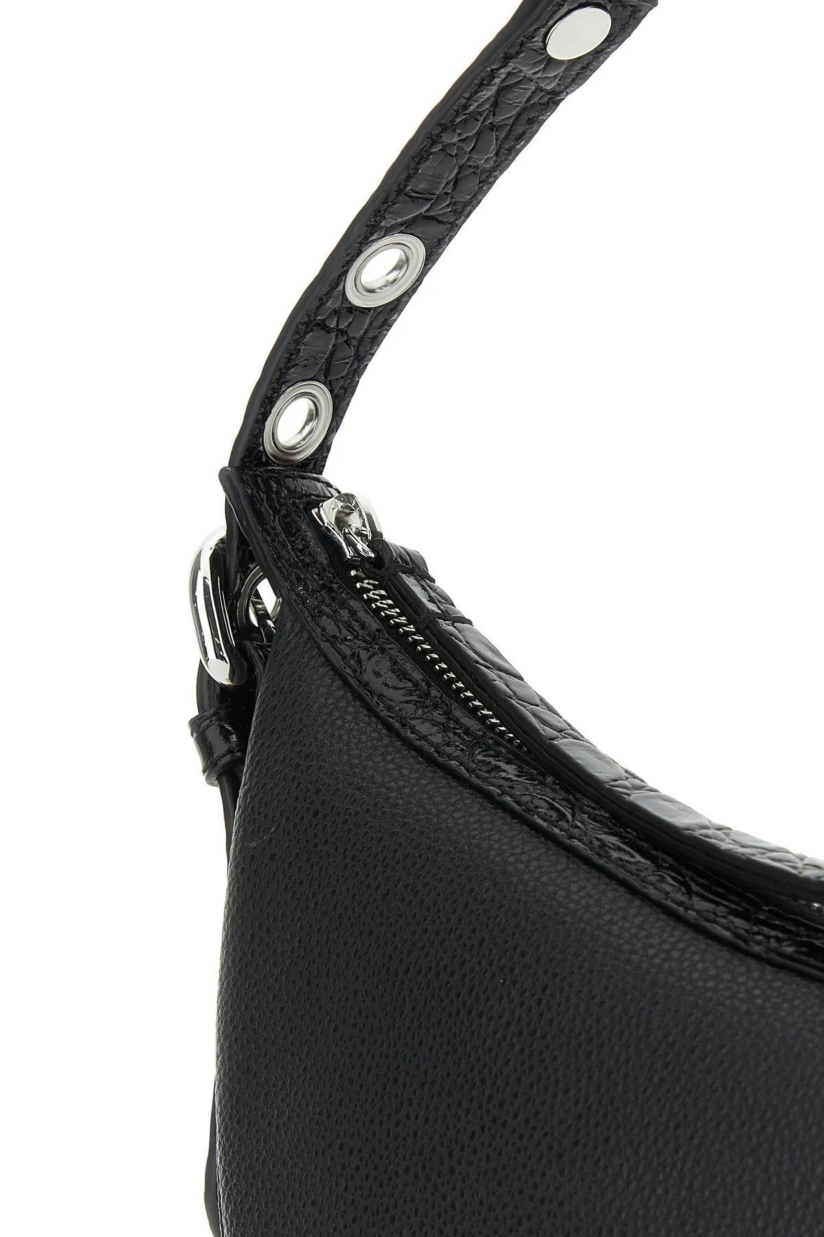 Shop By Far Black Leather Gib Shoulder Bag In Nero