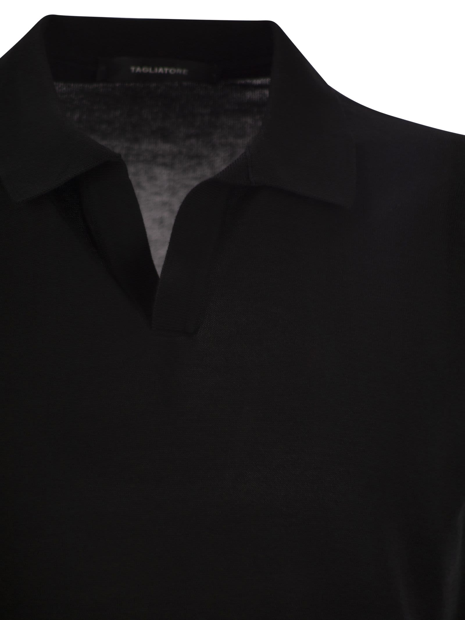 Shop Tagliatore Basic Short-sleeved Cotton Polo Shirt In Black