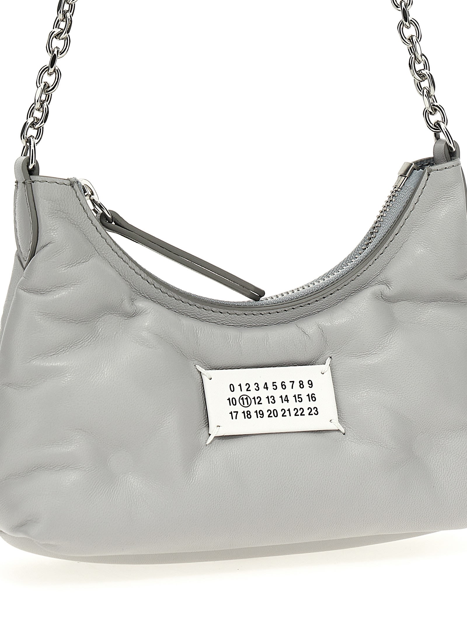 Maison Margiela Women Ice Nappa Leather Micro Glam Slam Hobo Shoulder Bag In Glacial
