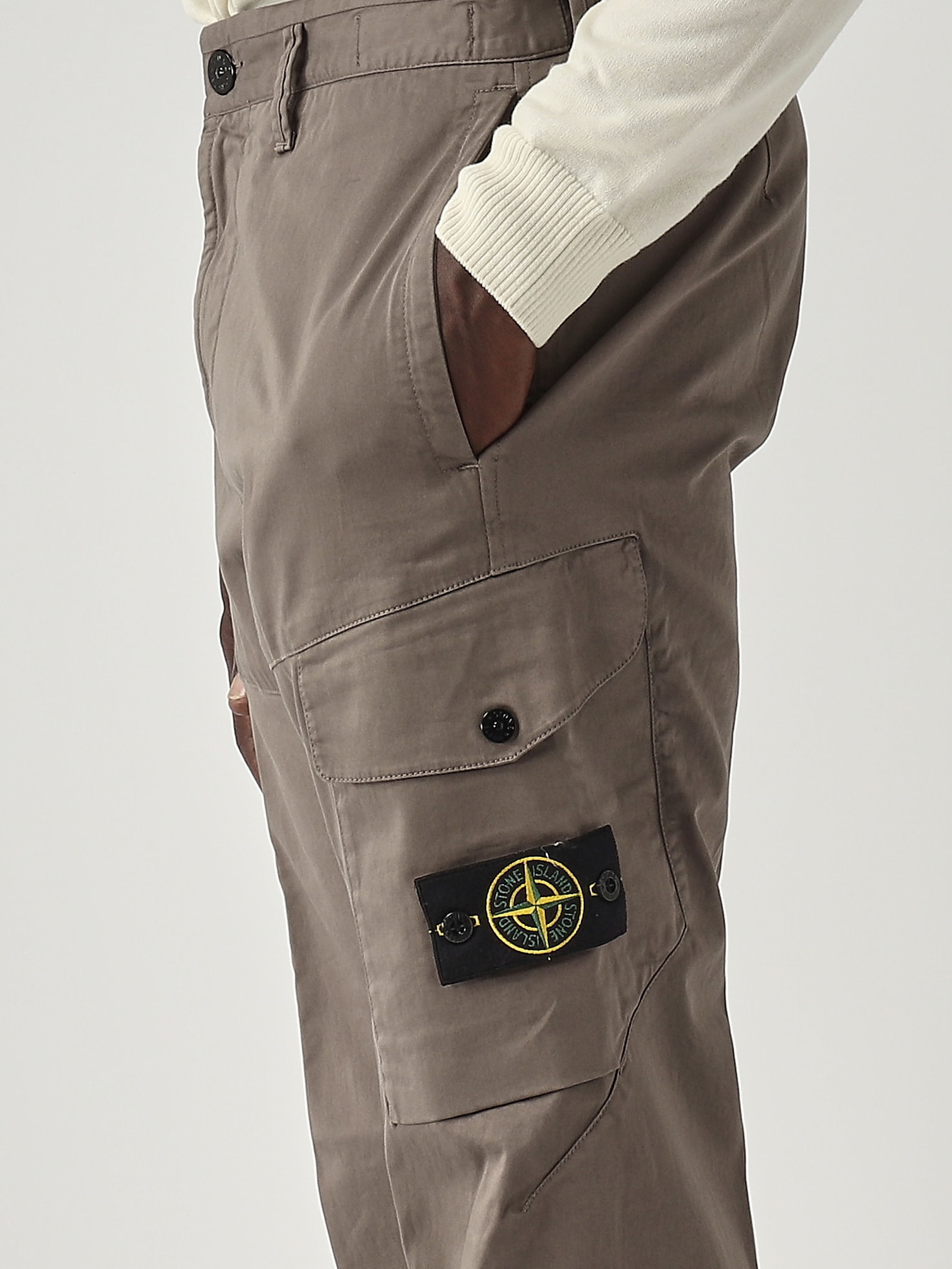 Shop Stone Island Pantalone Regular Trousers In Fango