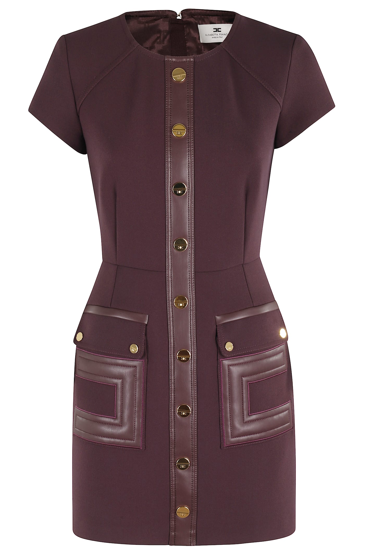 Elisabetta Franchi Merlot Dress With Faux Leather Inserts In Burgundy