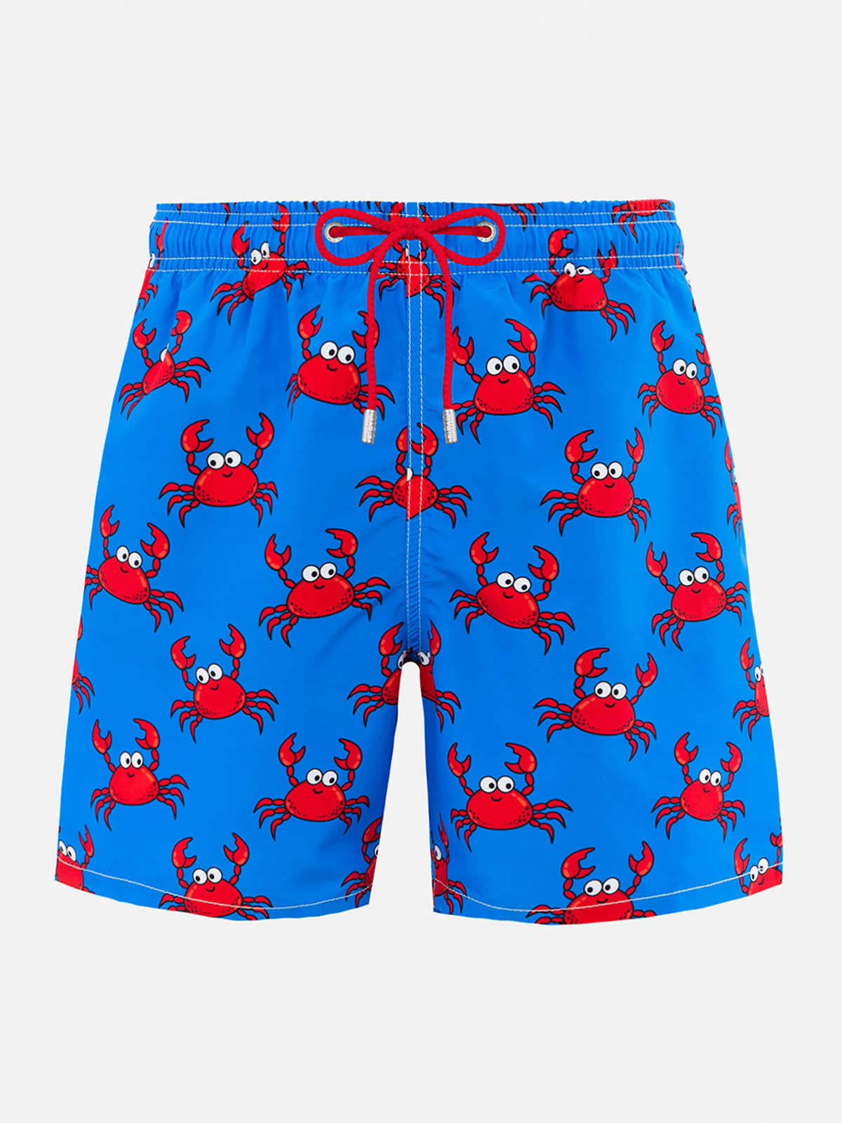 Shop Mc2 Saint Barth Man Mid-length Gustavia Swim-shorts With Crab Print In Sky