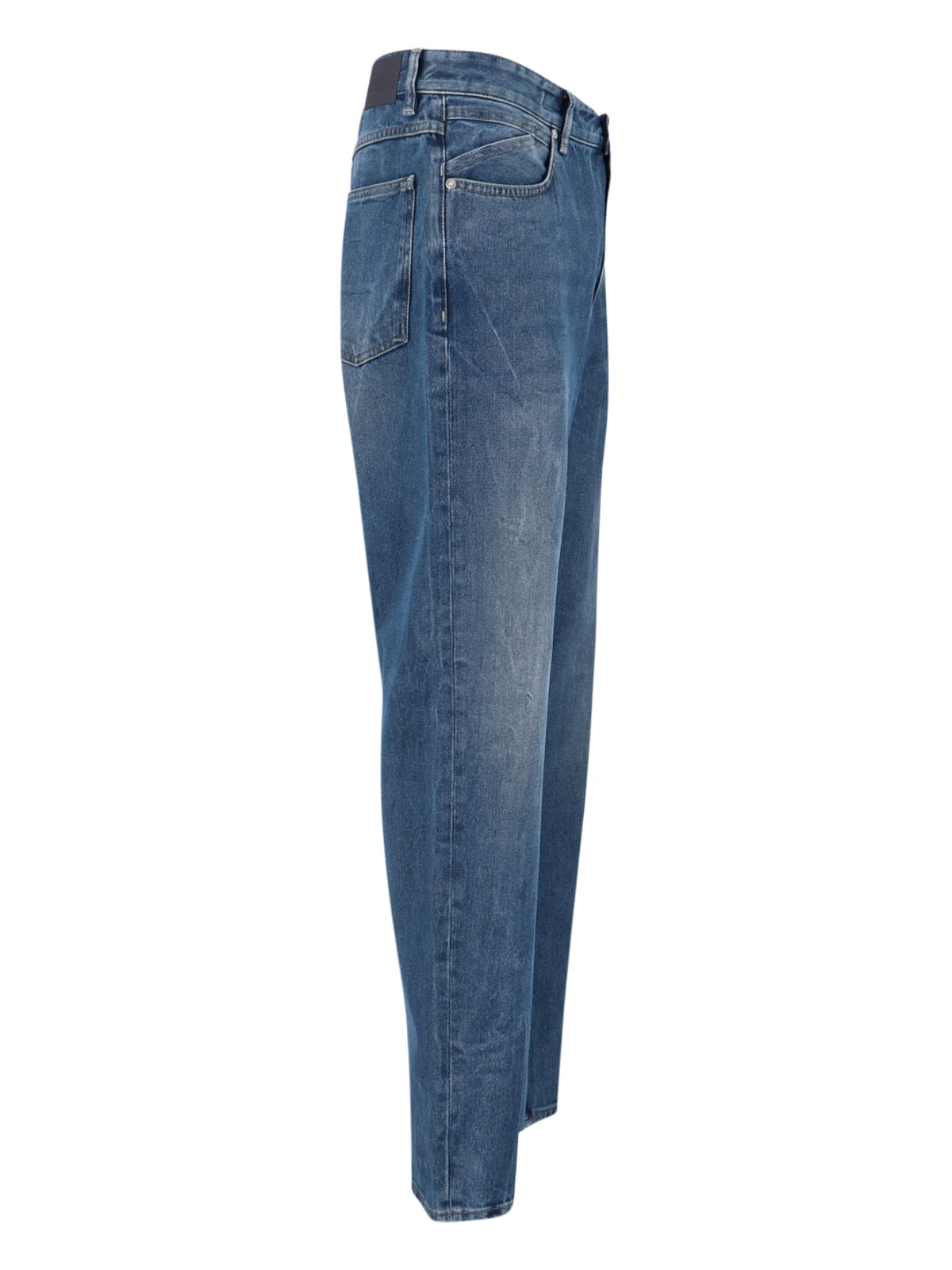 Closed High-waisted Straight-leg Denim Jeans With Worn-in Finish In Blue
