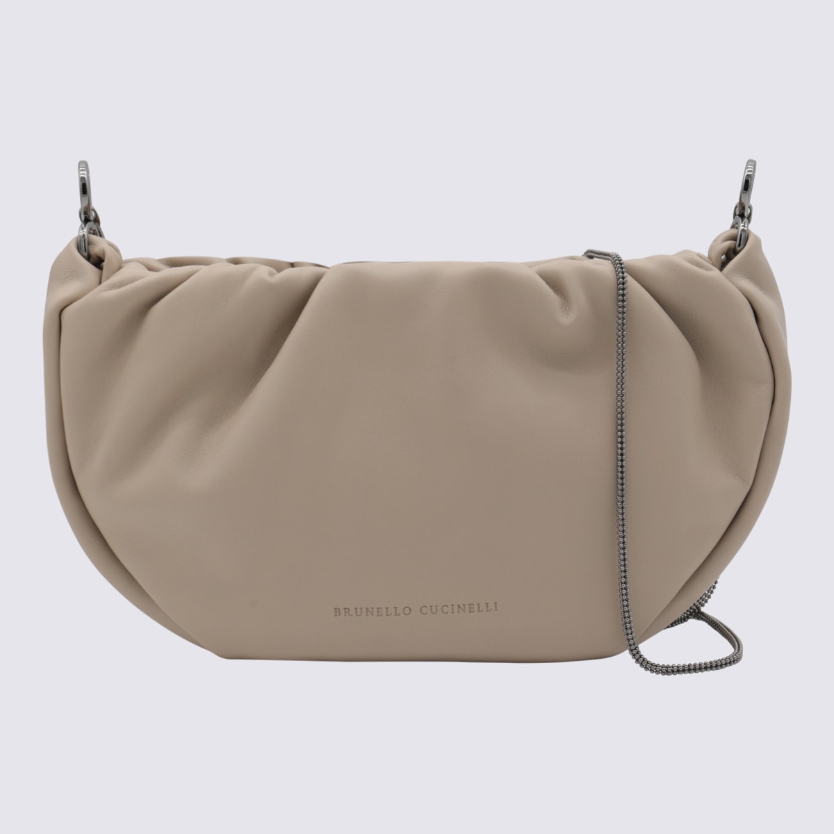 Brunello Cucinelli Beige Leather Shoulder Bag