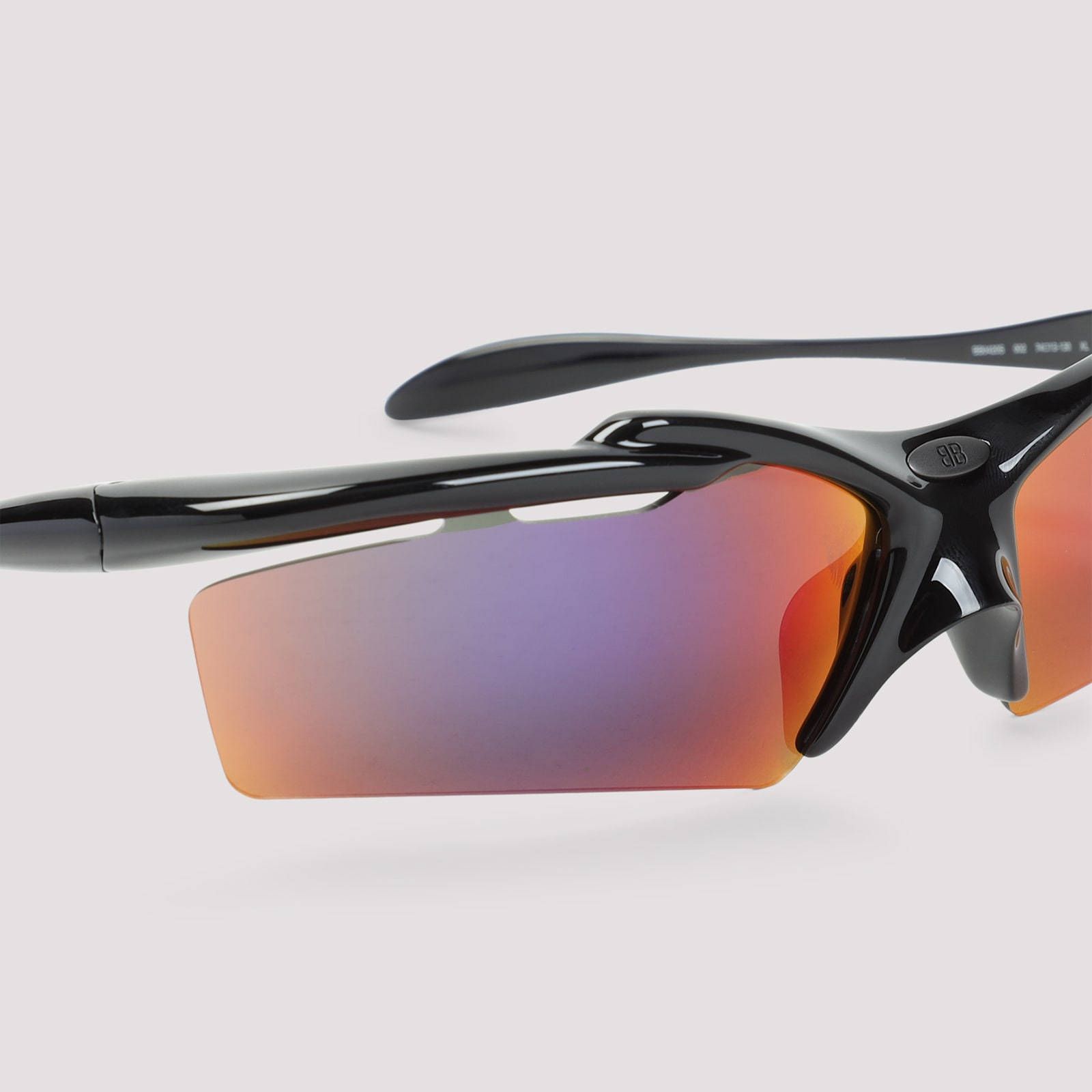 Shop Balenciaga Black Acetate Turbo Rectangle Sunglasses
