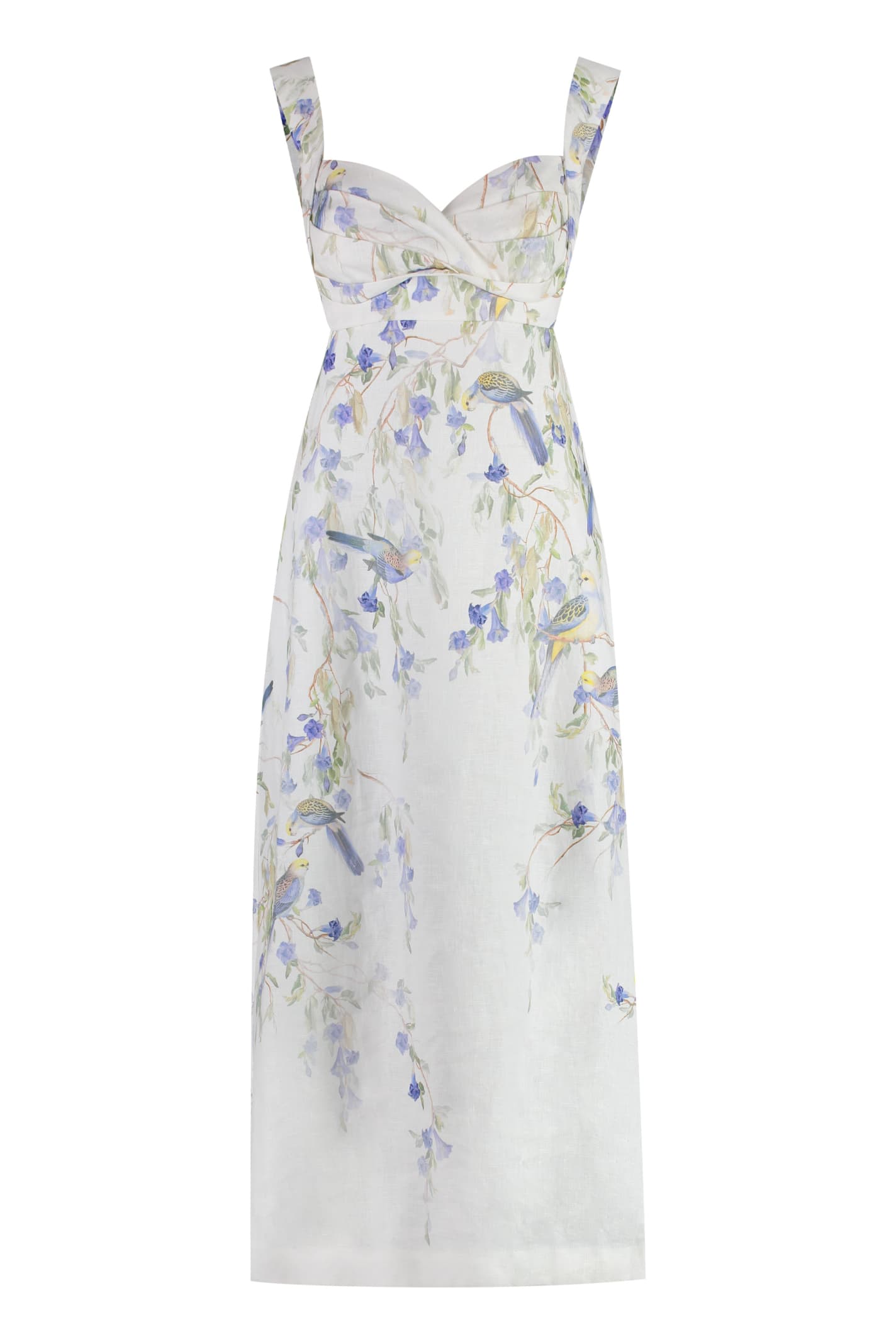 Shop Zimmermann Natura Printed Linen Dress In White/blue