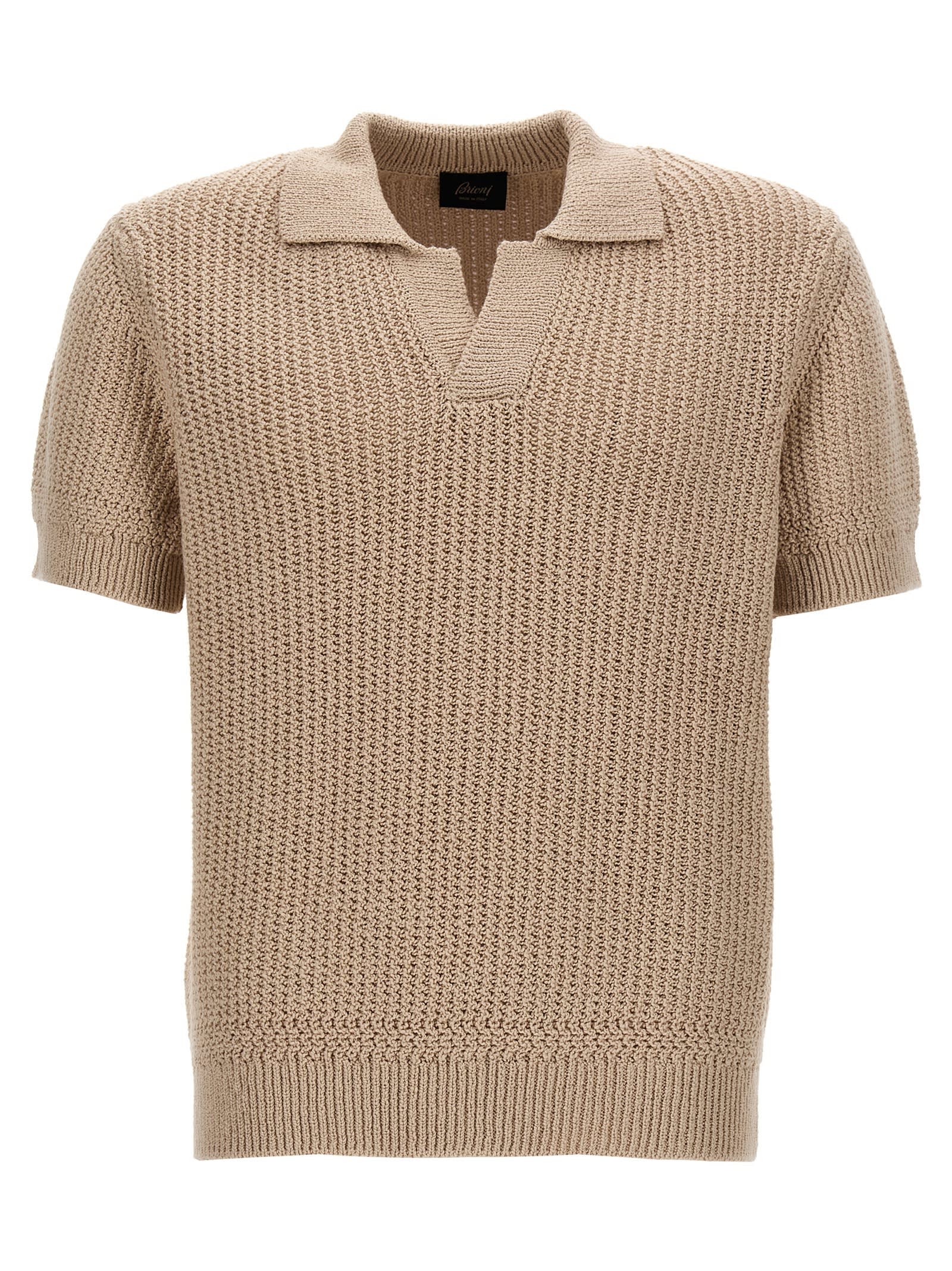 Shop Brioni Knitted Polo Shirt In Beige