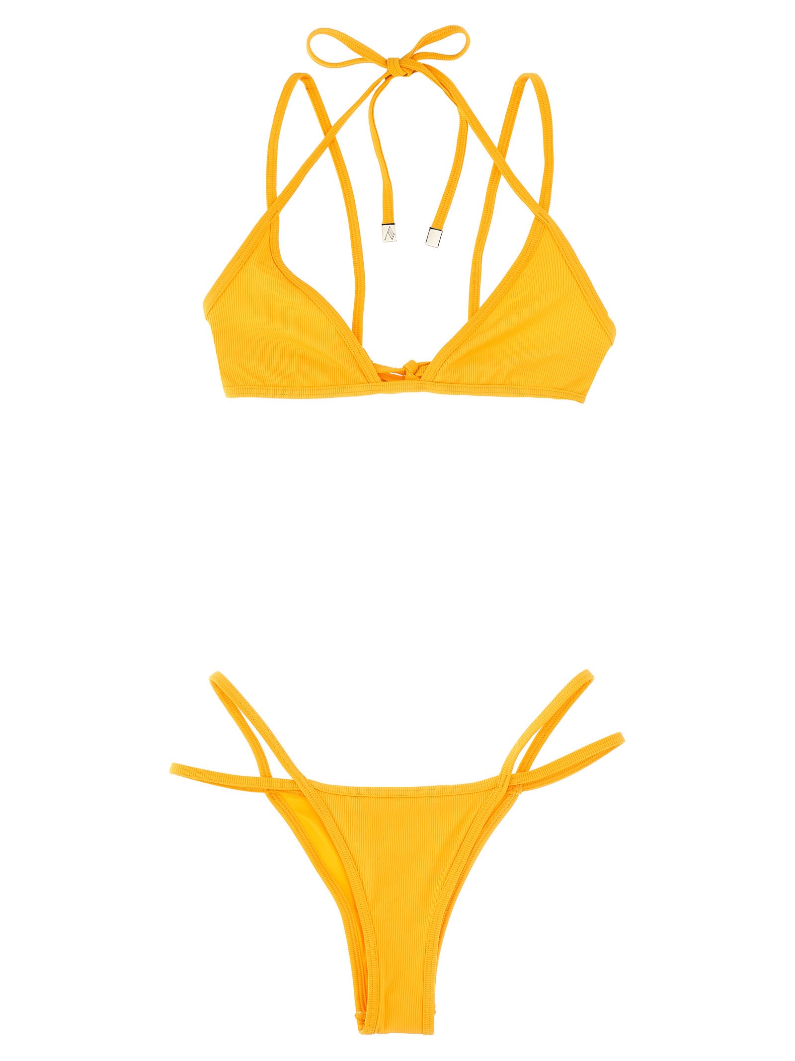 Shop Attico Ribbed Bikini In Yellow