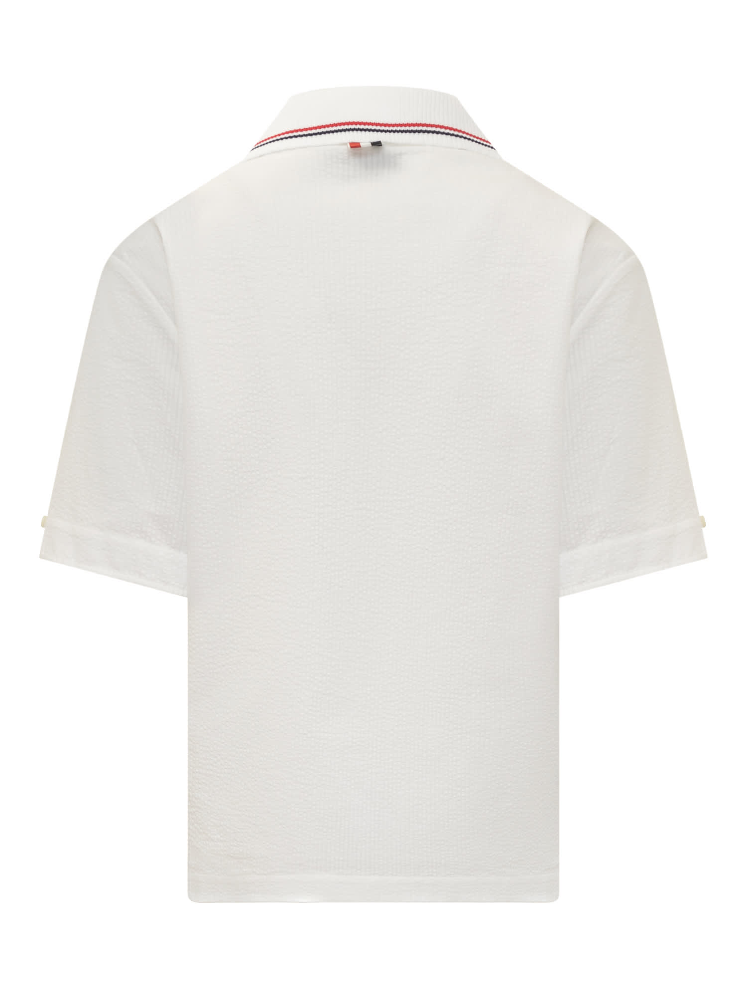 Shop Thom Browne Rwb Seersucker Polo Shirt In White