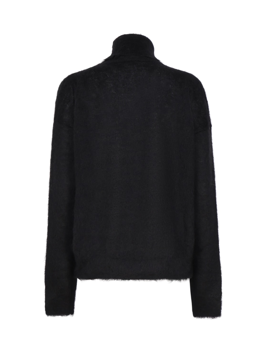 Shop Saint Laurent Mohair Turtleneck Sweater In Black