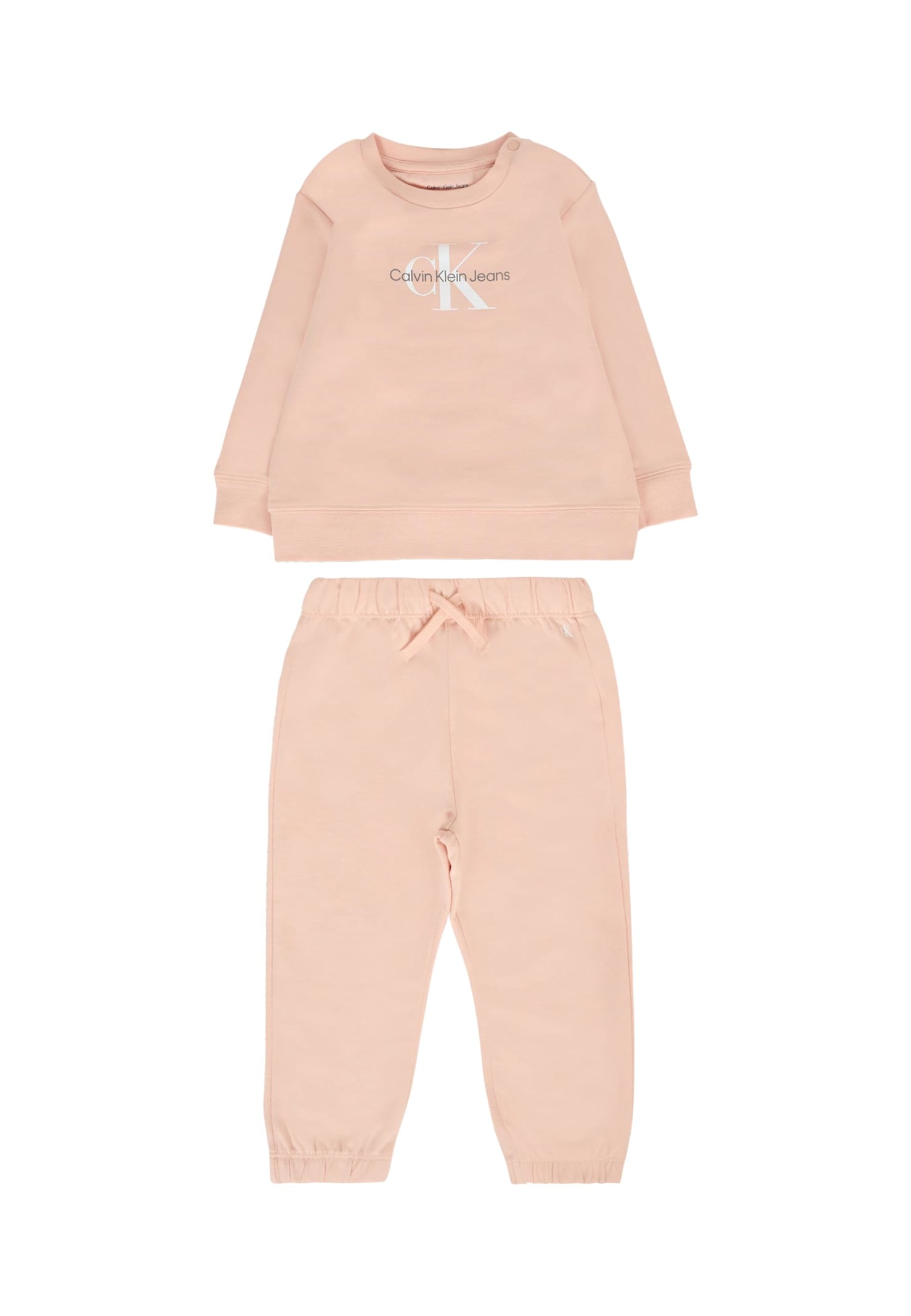 Calvin Klein Pink Suit For Baby Girl With Logo In Pink