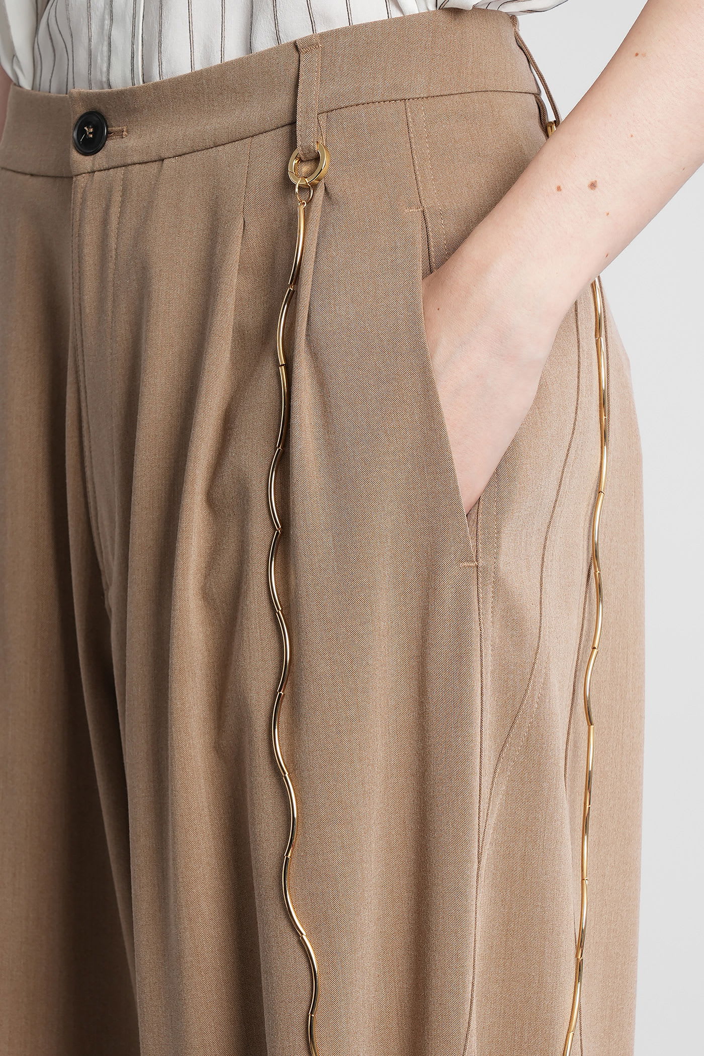 Darkpark Phebe Pants In Camel Polyester In Brown