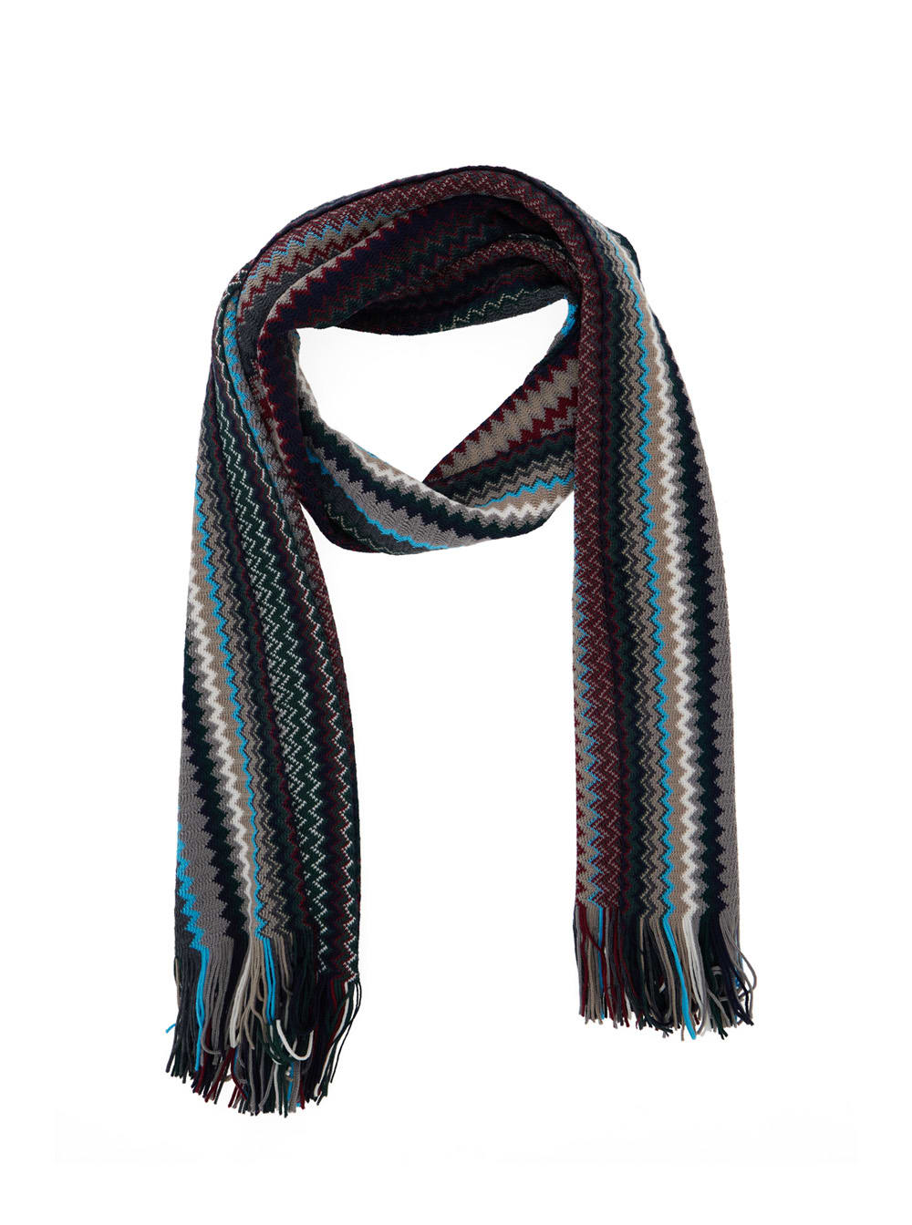 Missoni Zigzag-pattern Fringed Scarf In Black