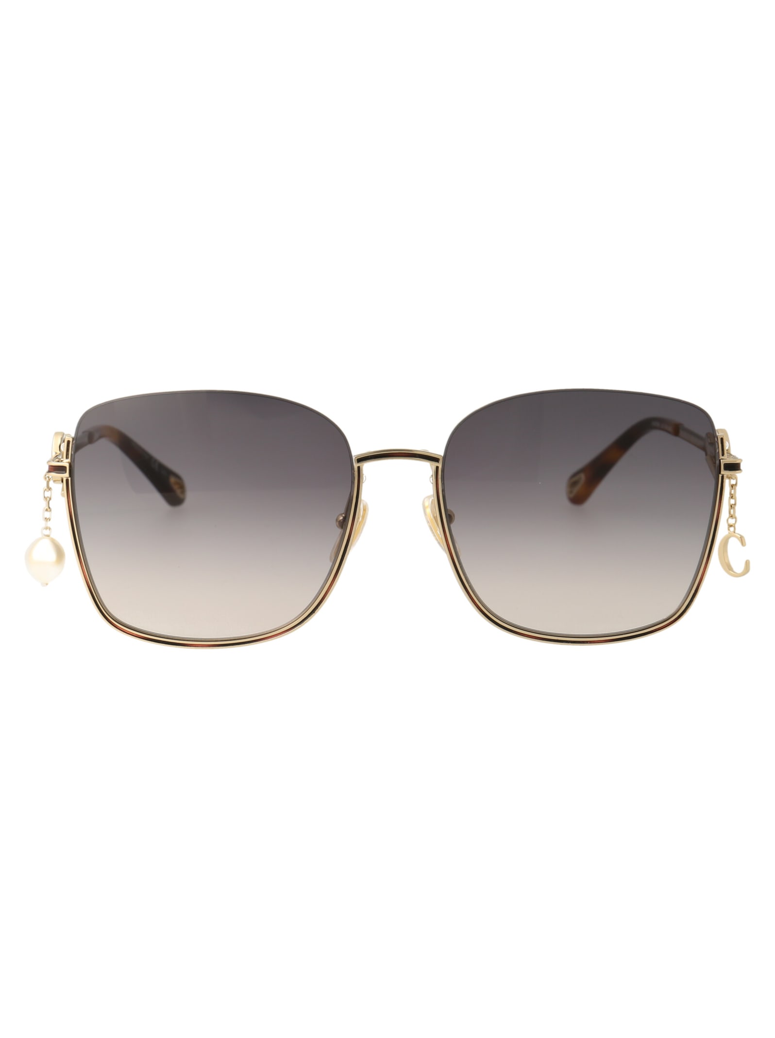 Shop Chloé Ch0070sk Sunglasses In 001 Gold Gold Blue