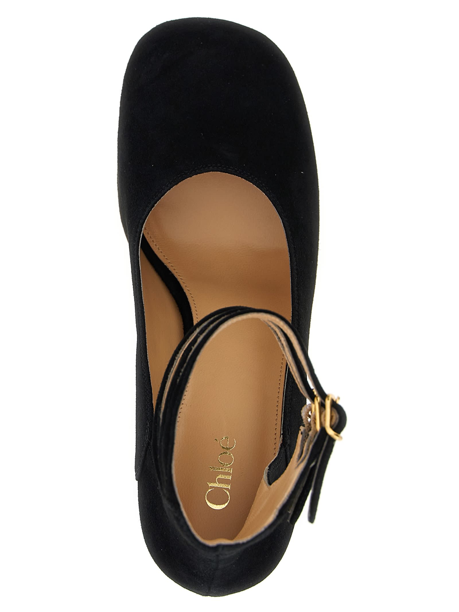 Chloé Loti Suede Platform Block-heel Pumps In Black