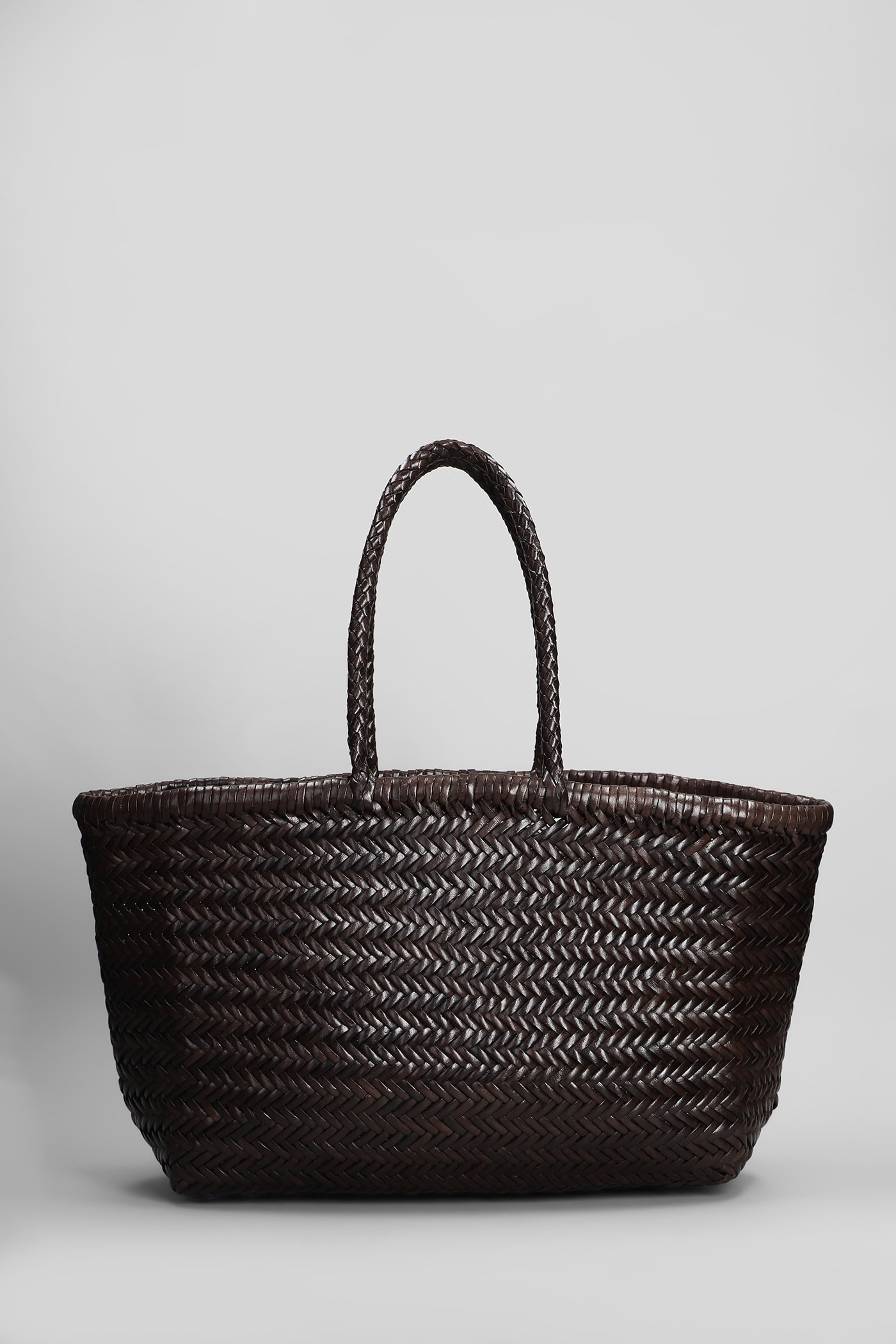 Bamboo Triple Jump Tote In Brown Leather