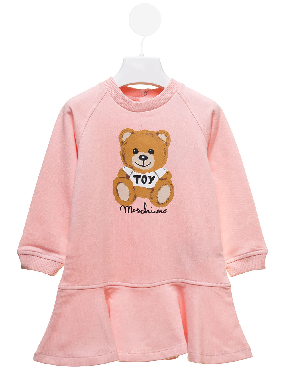 Pink Cotton Dress With Moschino Kids Teddy Bear Print