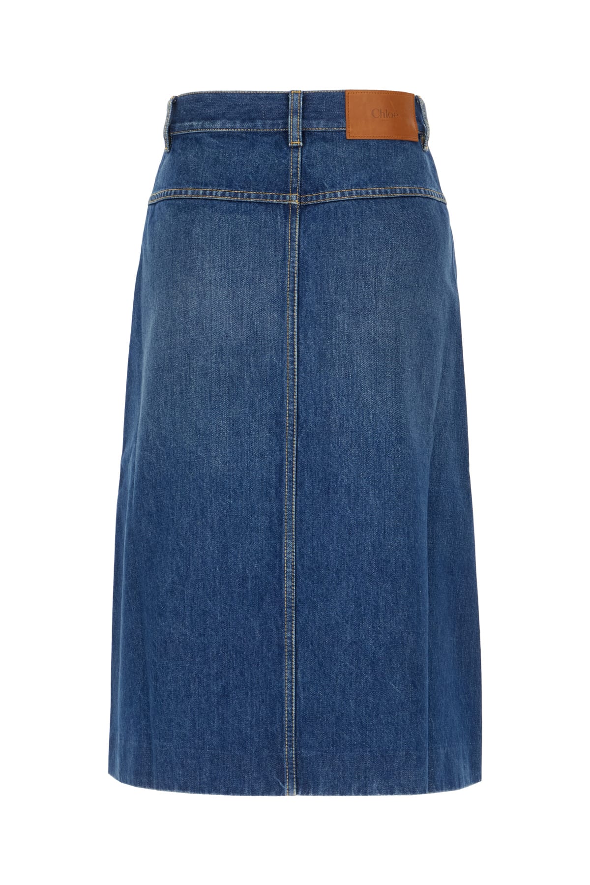 Chloé Knee-length Skirt In Washed Blue Denim Women In Blue