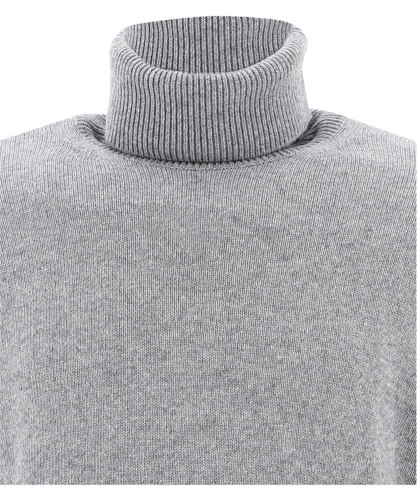 Shop Off-white Fine Knit Turtleneck Jumper In Grey