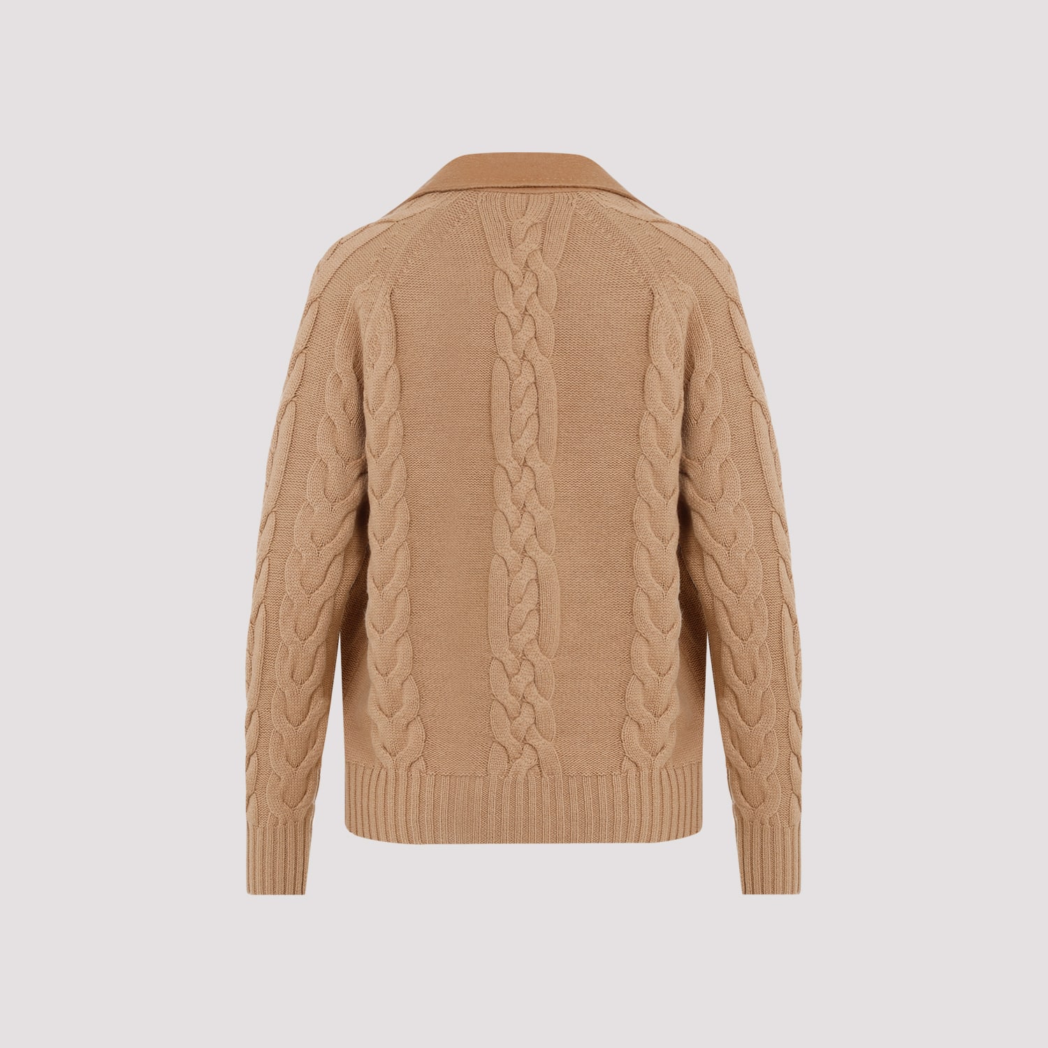 Shop Max Mara Micio Knitted Coat In Camel