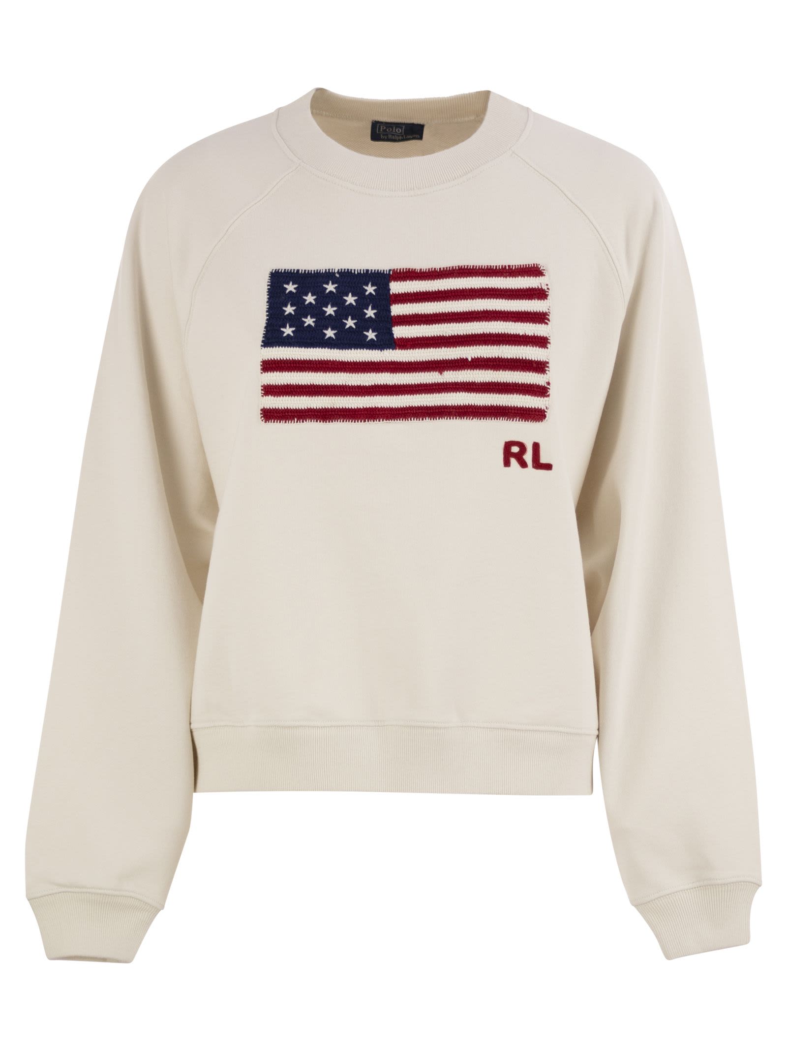 Shop Polo Ralph Lauren Sponge Crew Neck With Logo And Flag