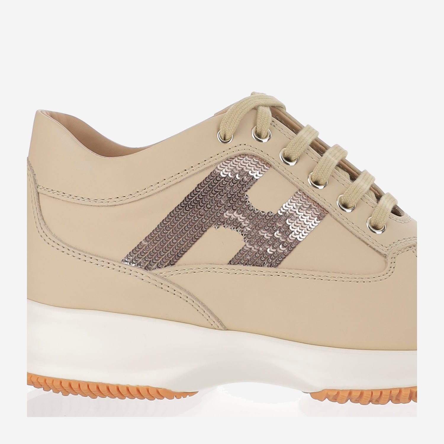 Hogan Woman Sneakers Khaki Size 10 Soft Leather In Neutral