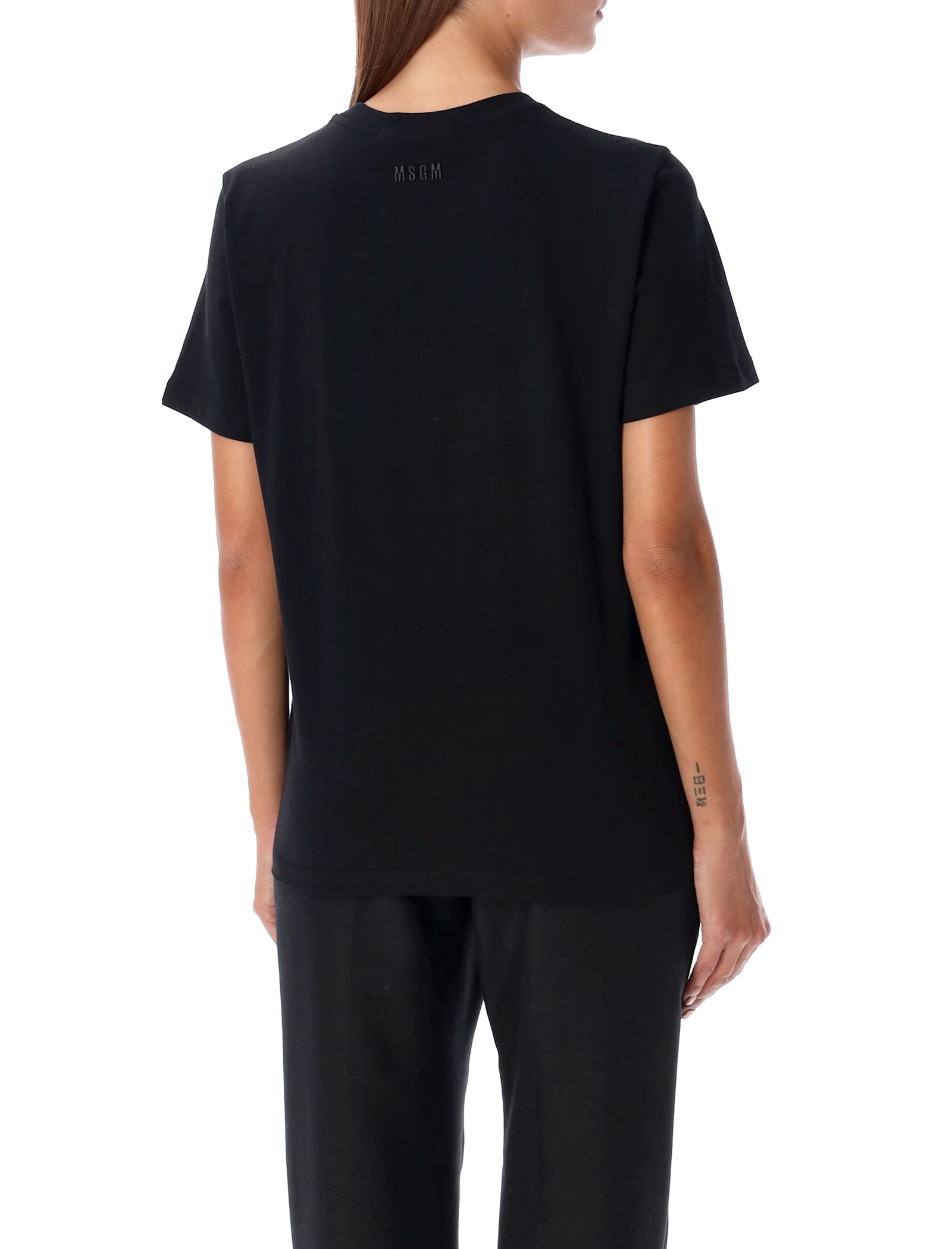 Shop Msgm Embroidered T-shirt In Black