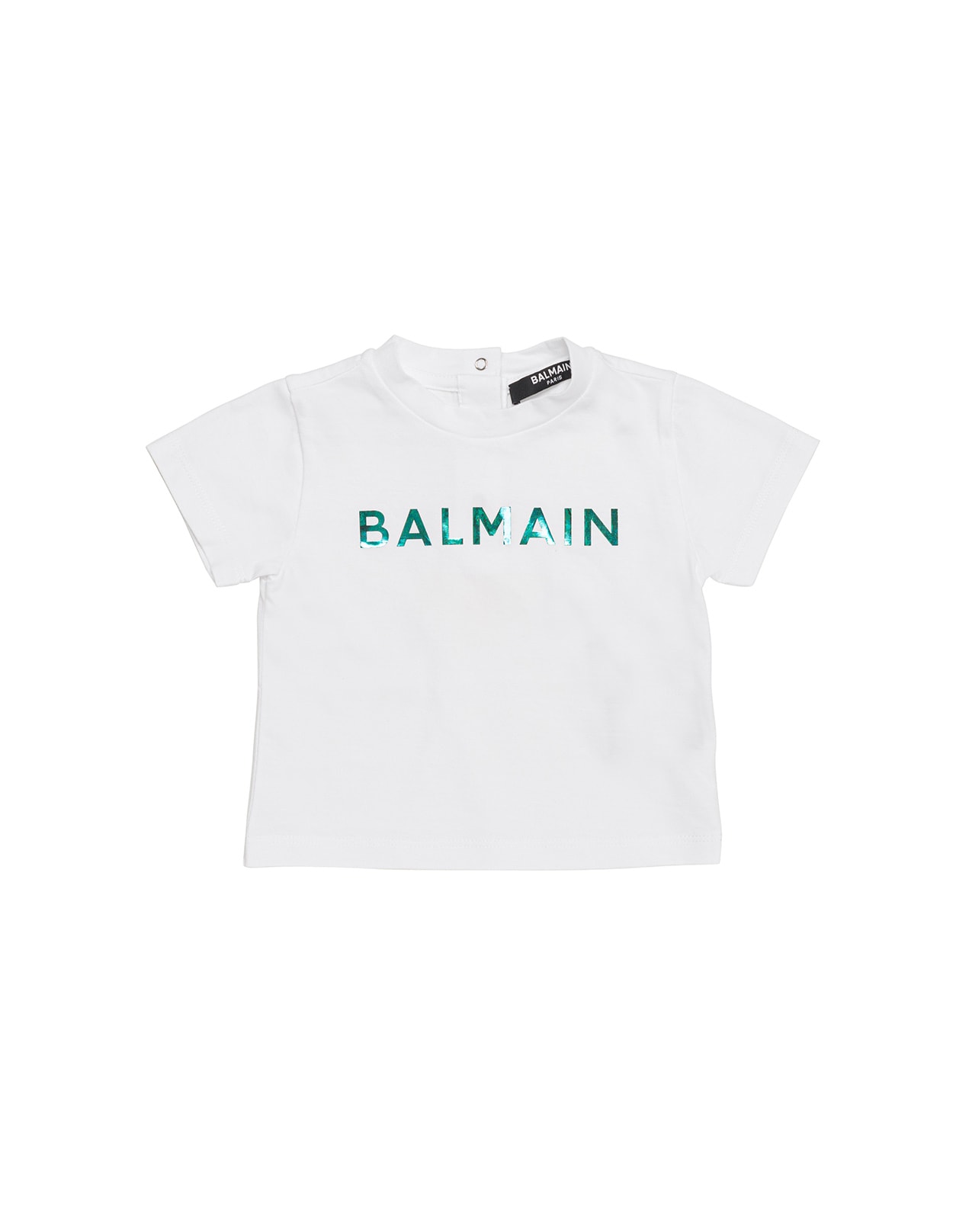 Balmain Babies' White T-shirt With Rubberized Logo In Bianco