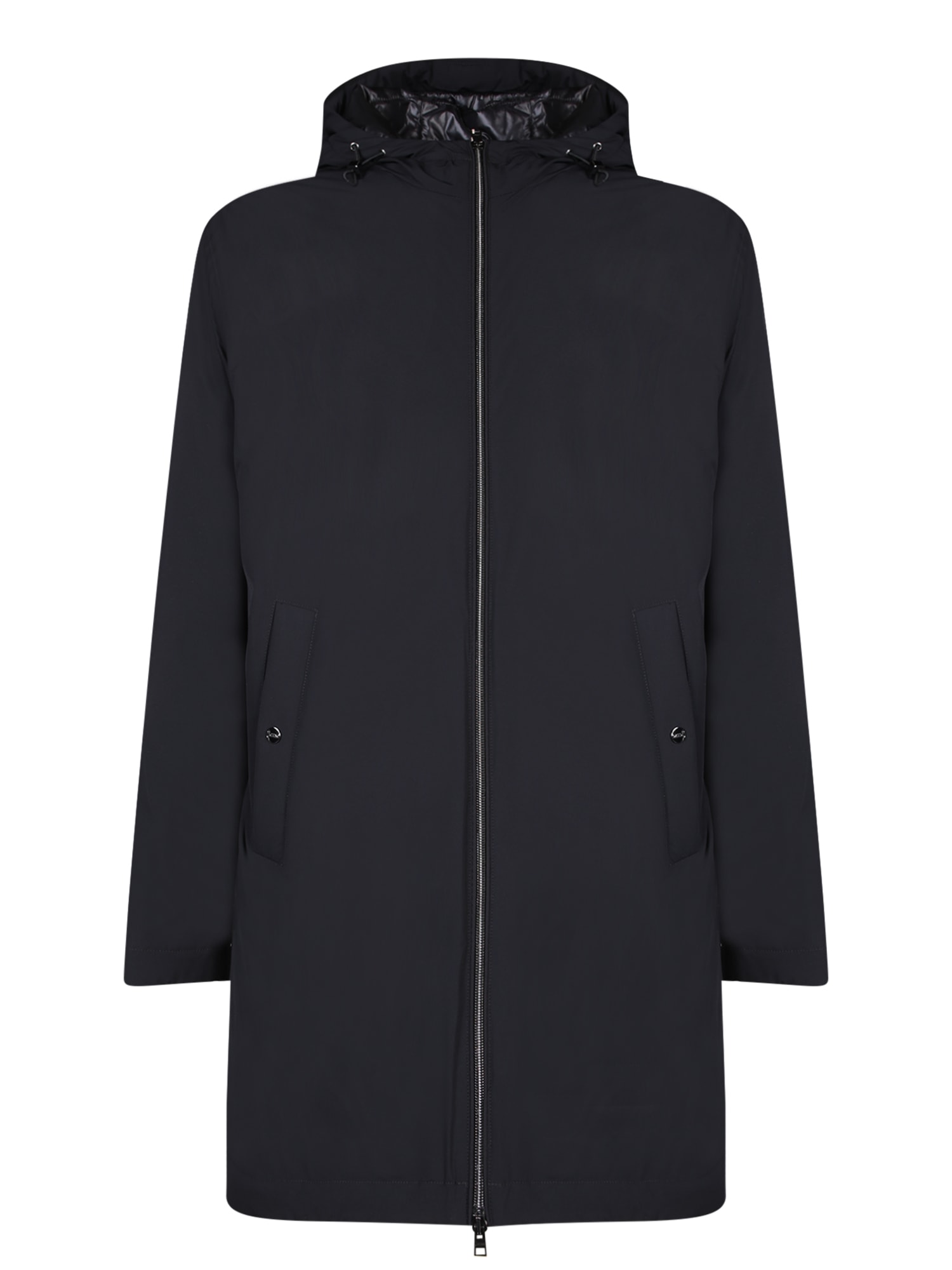 Herno Black Nylon Three-quarter Coat