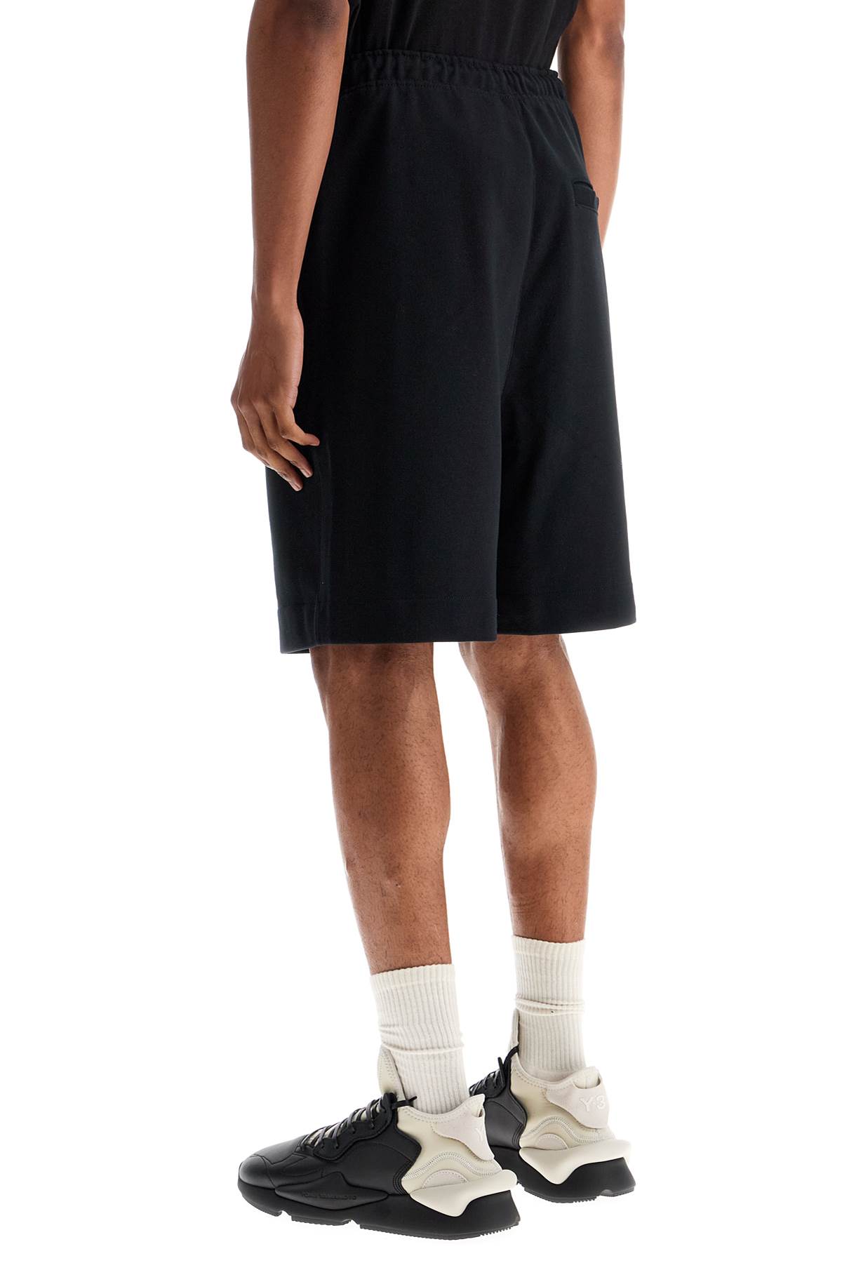 Y-3 High-waisted Black Cotton Sports Shorts In Black (black)