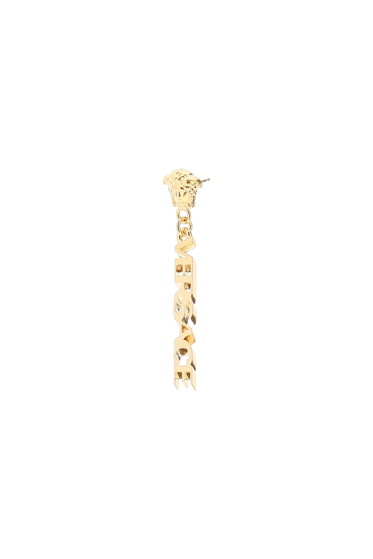 Shop Versace Logo Pendant Earrings In Golden