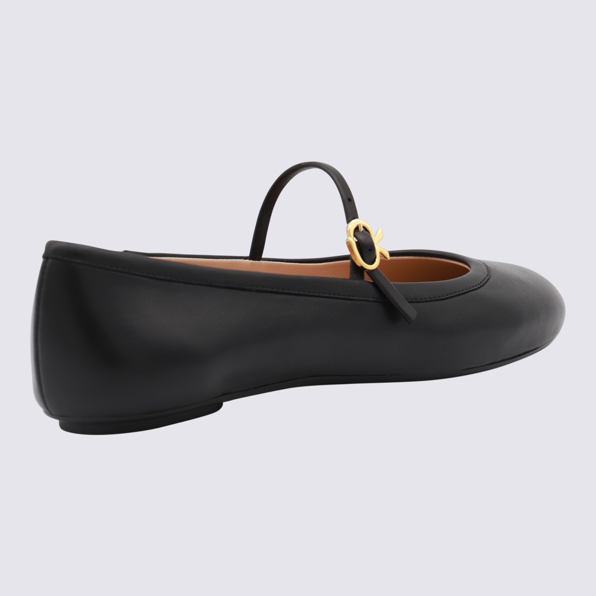 Shop Gianvito Rossi Black Leather Flats