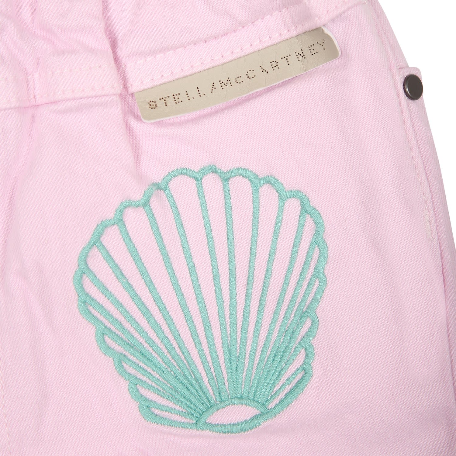 Shop Stella Mccartney Pink Jeans For Baby Girl With Shells