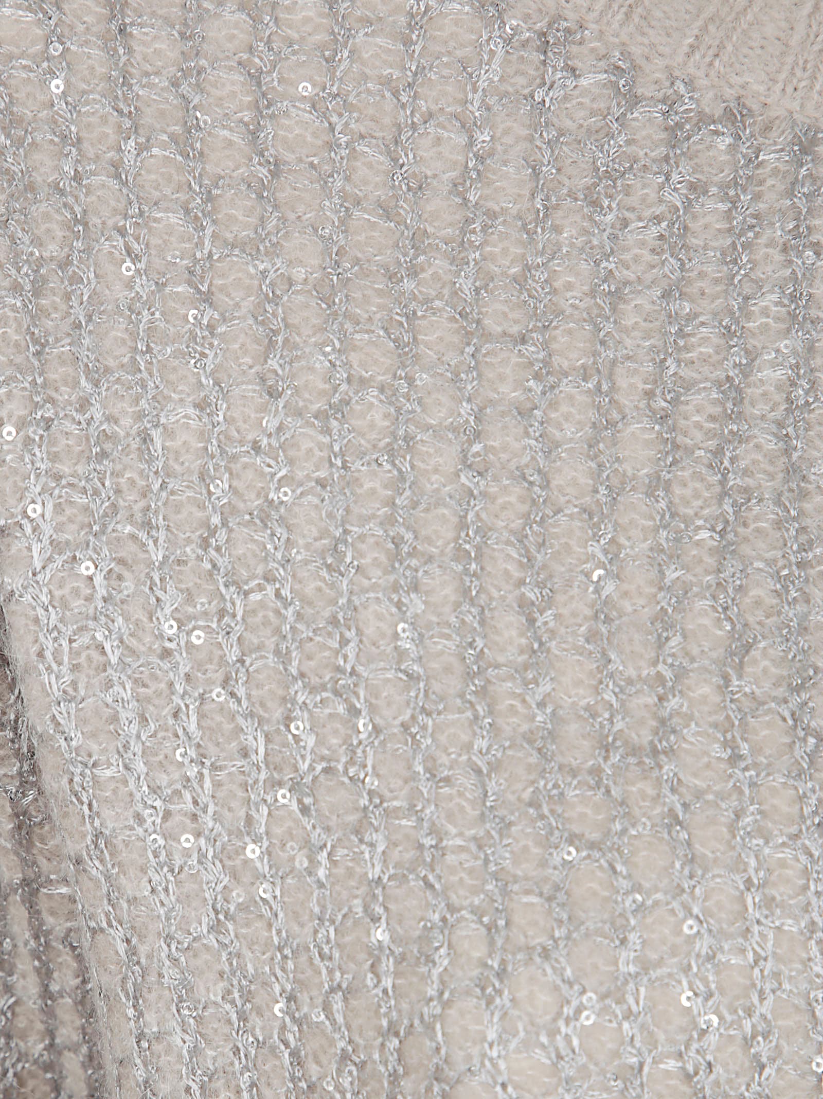 Herno Ribbed Alpaca Knit Sweater With Delicate Sequins In White