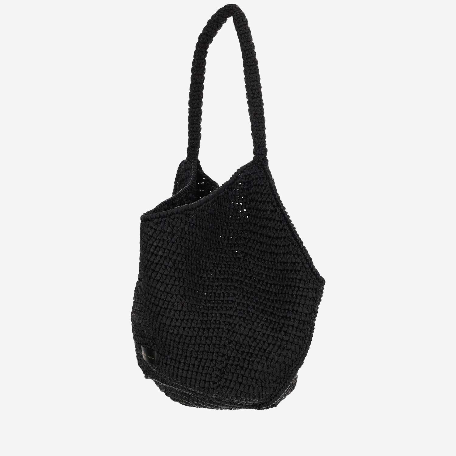 Shop Khaite Natural Raffia Lotus Bag In Black