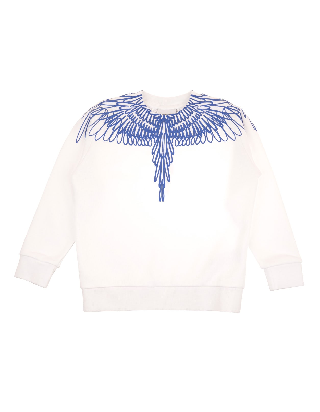 Marcelo Burlon White/royal Blue Cotton-blend Wings Print Sweatshirt