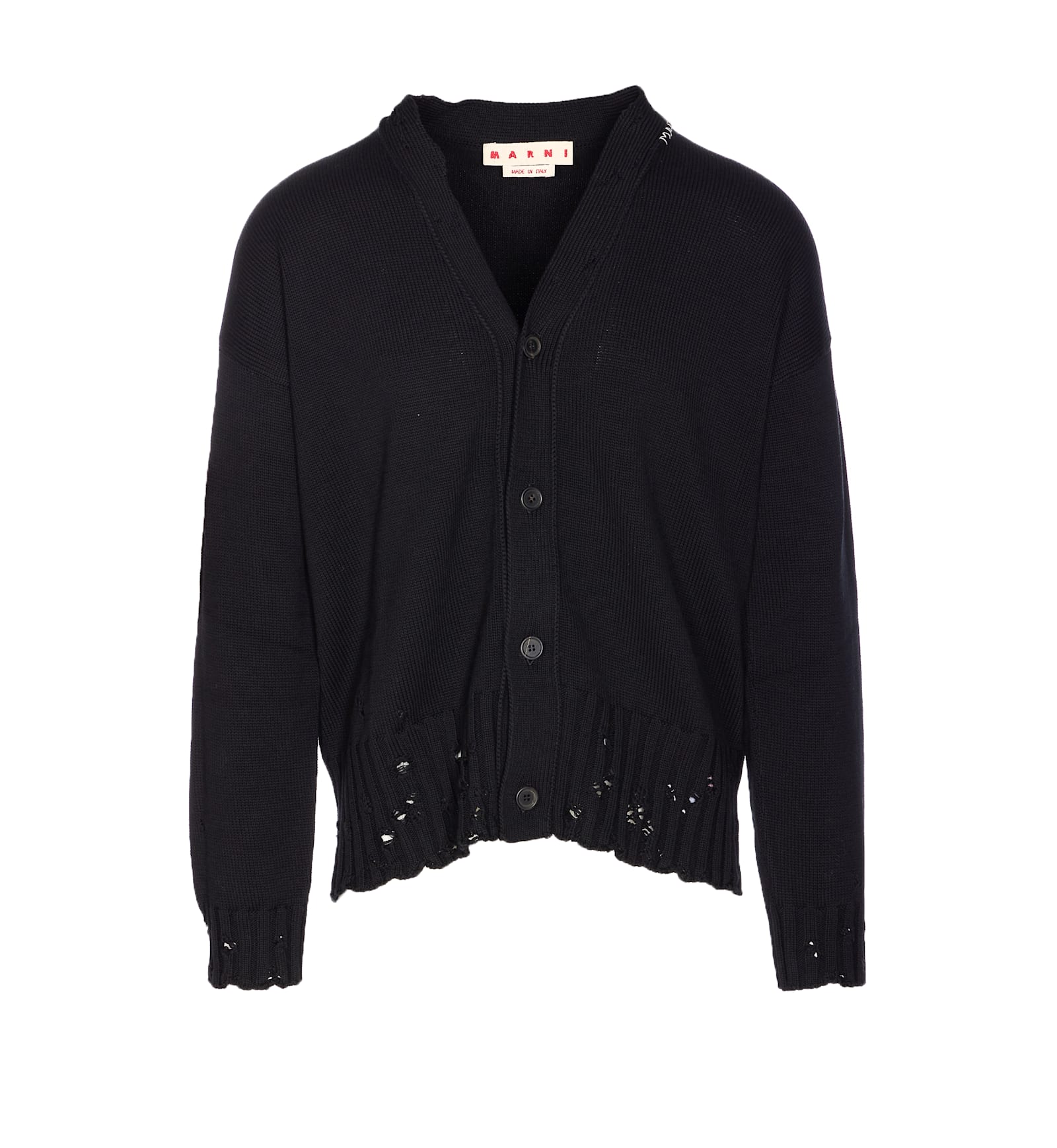 Marni Logo Cardigan In Black