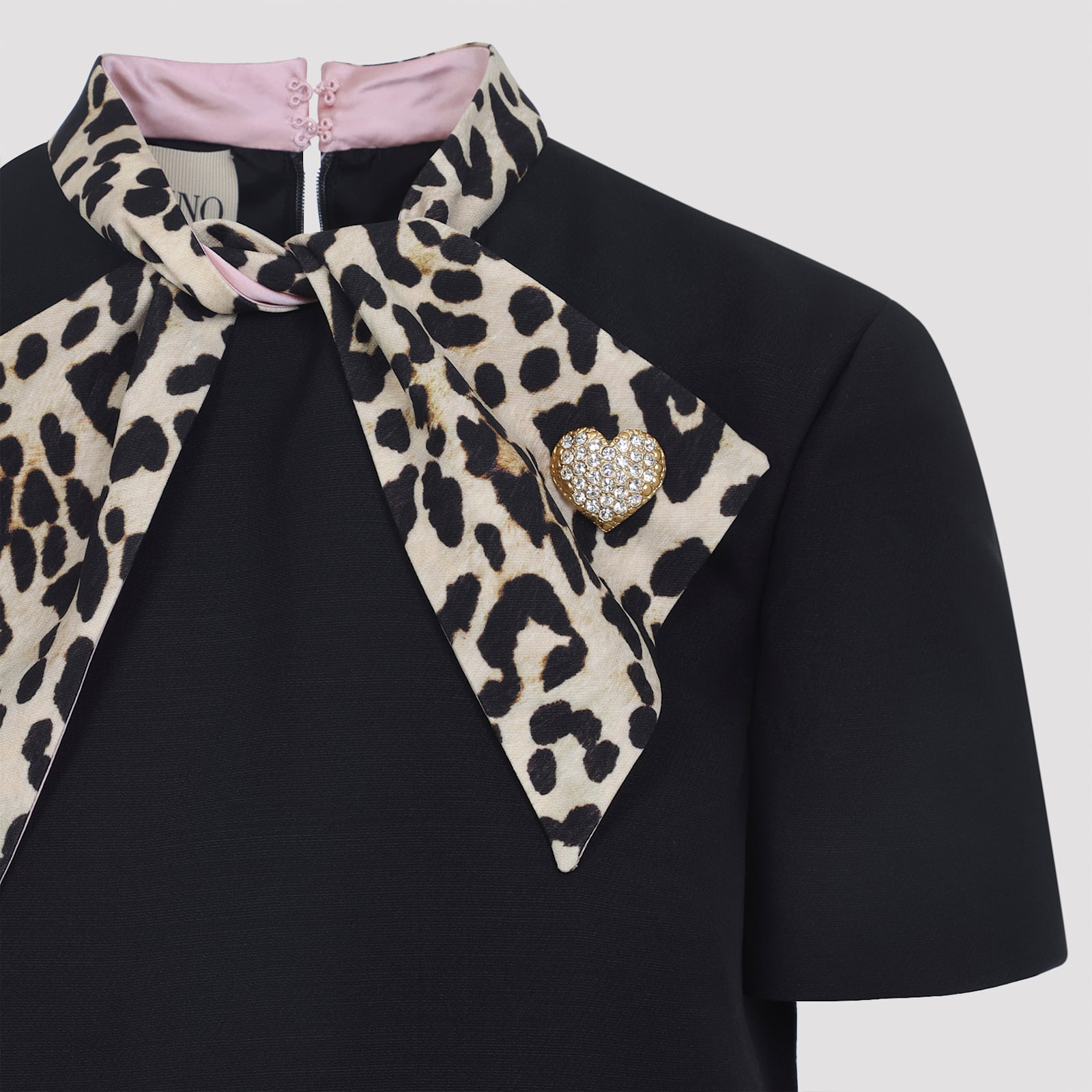 Valentino Embellished Pussy-bow Wool And Silk-blend Crepe Mini Dress In Black