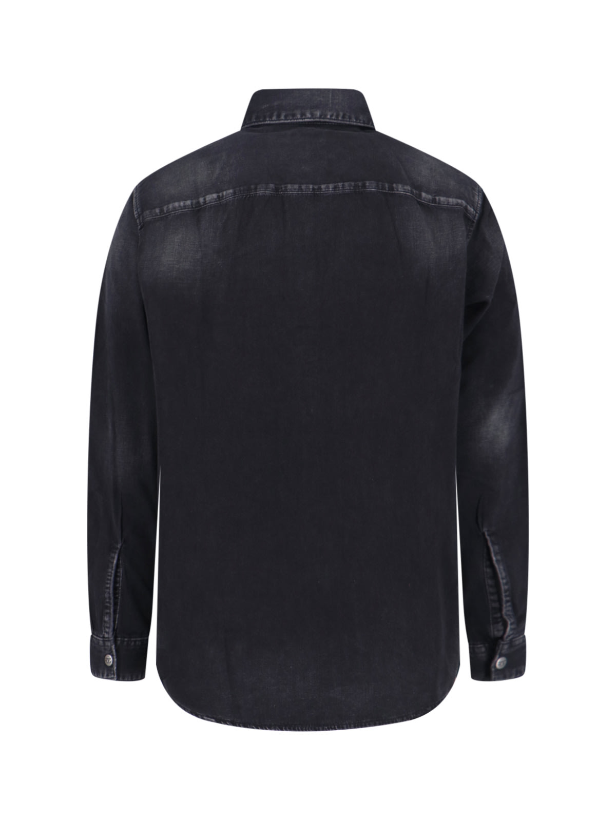Diesel Long Sleeve Shirt With Point Collar And Buttoned Cuffs In Black