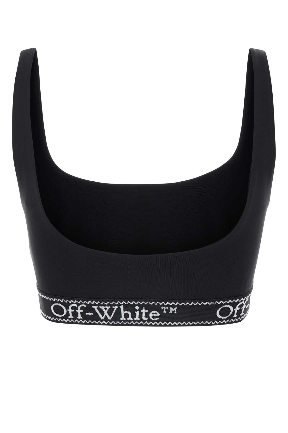 Shop Off-white Black Stretch Nylon Crop Top In Blackwhit