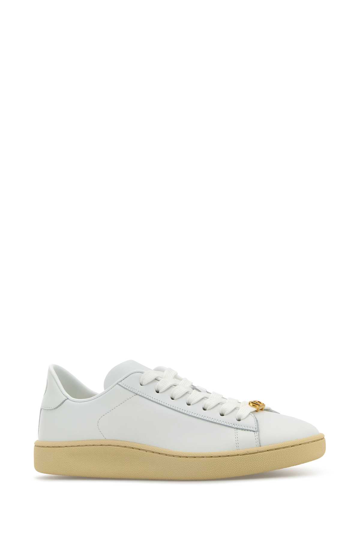 Valentino Royco Leather Sneakers In Biancogreenbriarbianco