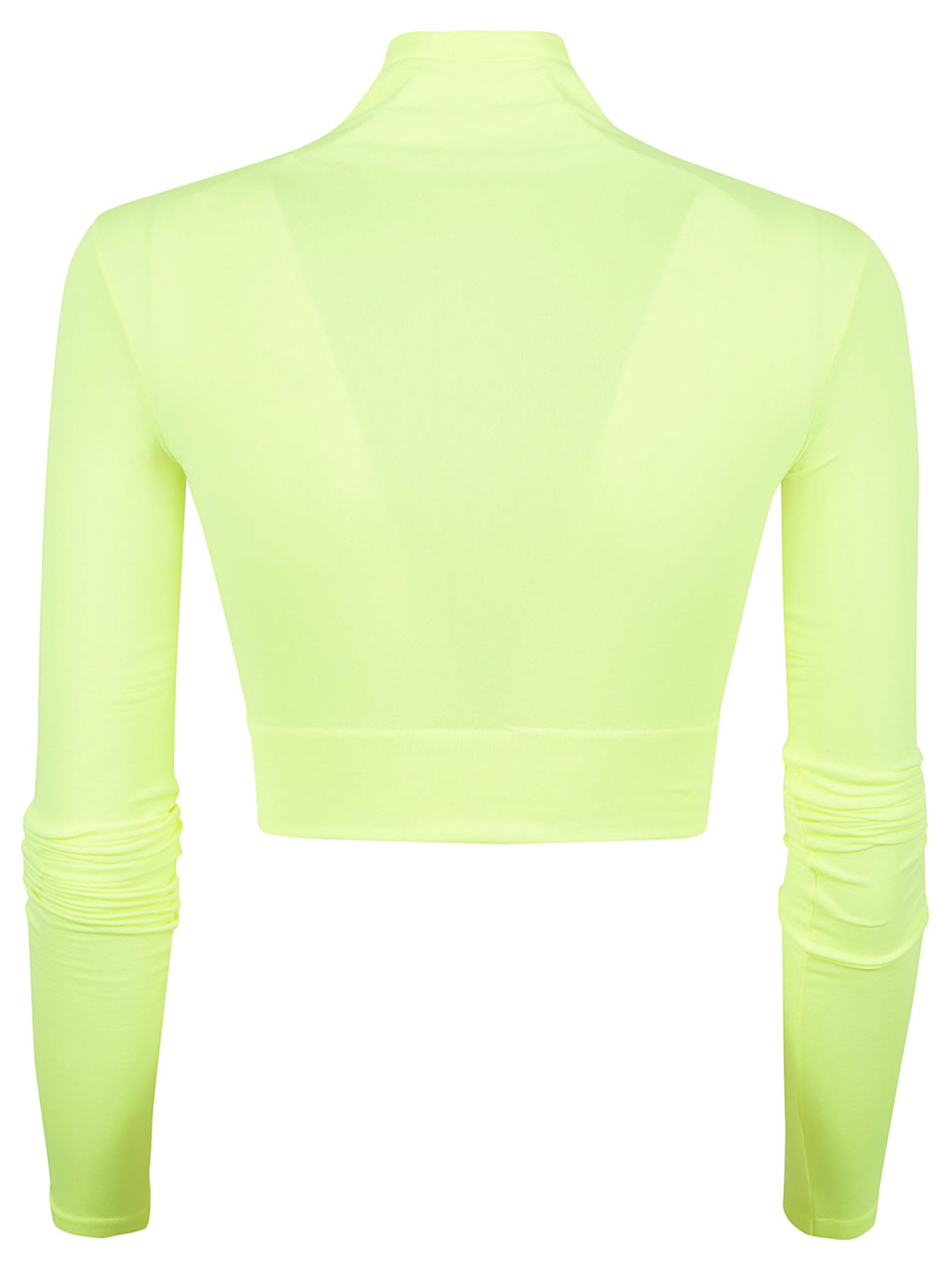 Balenciaga Neon Crop Mock Neck Top In Yellow