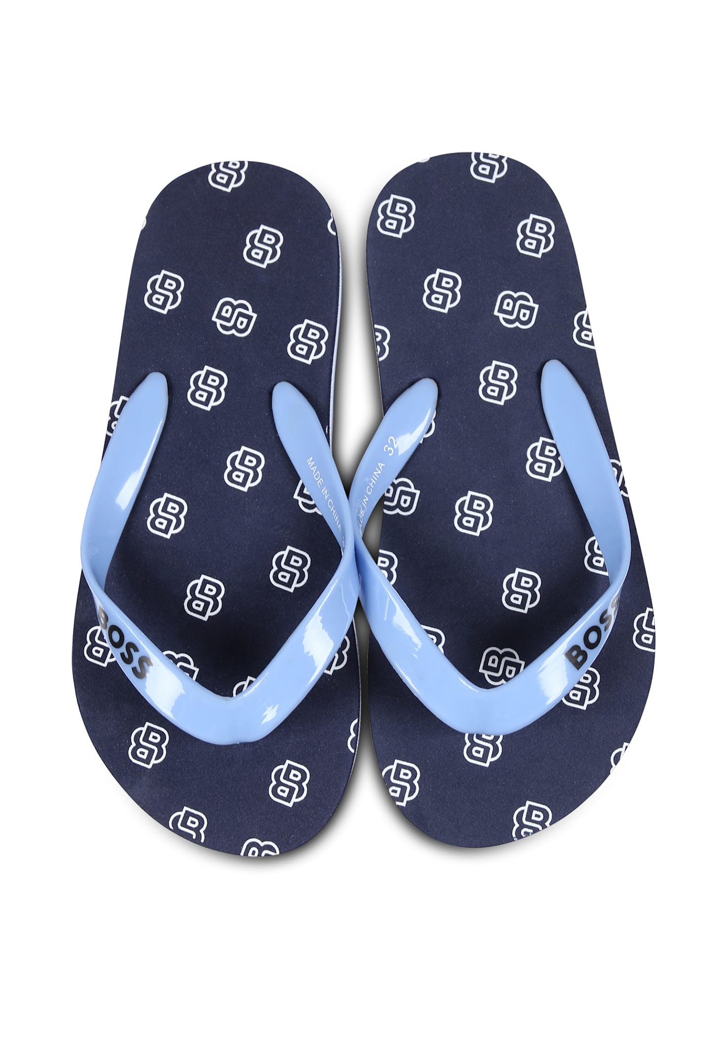 Hugo Boss Round Toe Flip Flops In Blue