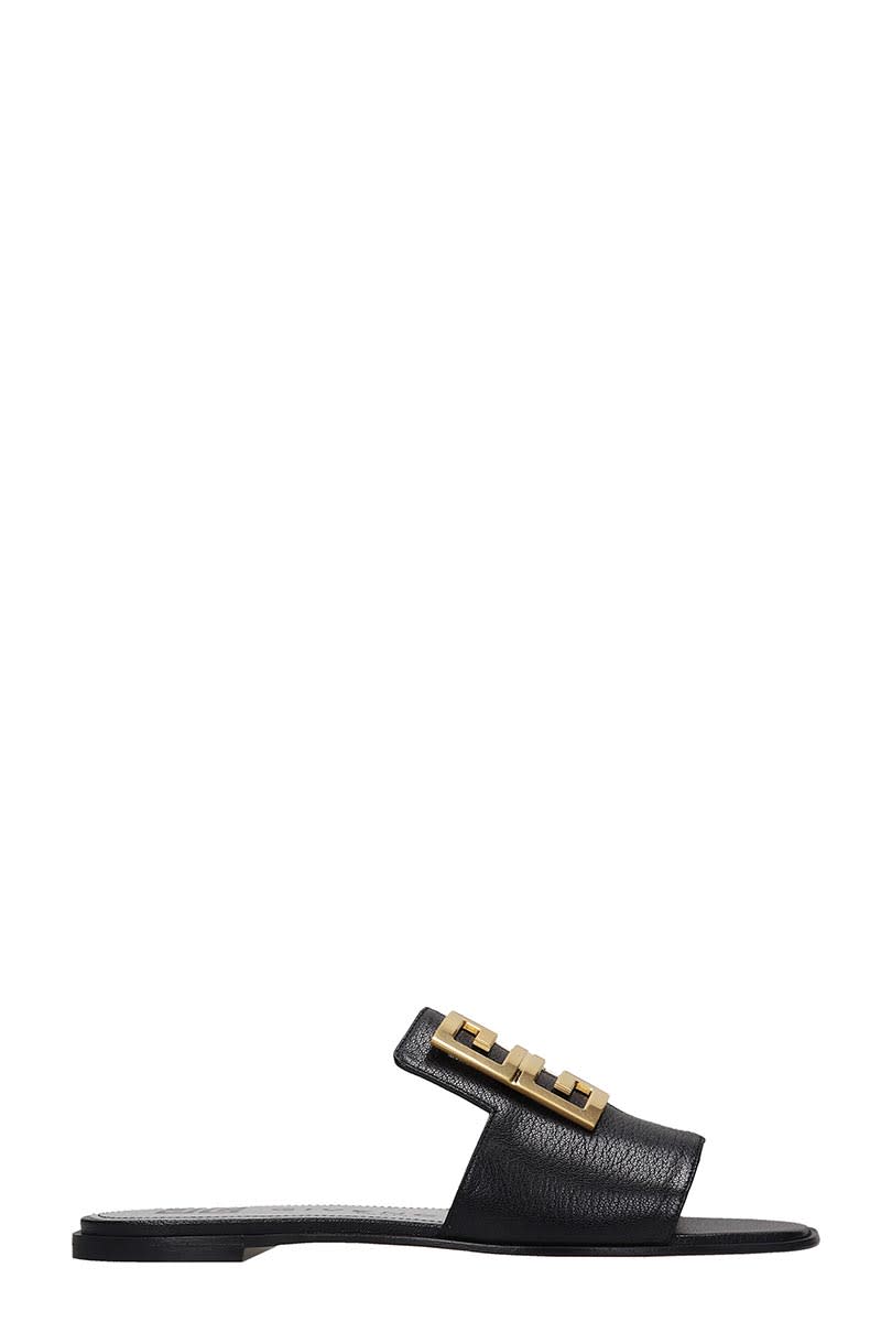 GIVENCHY 4G FLAT FLATS IN BLACK LEATHER,11332579