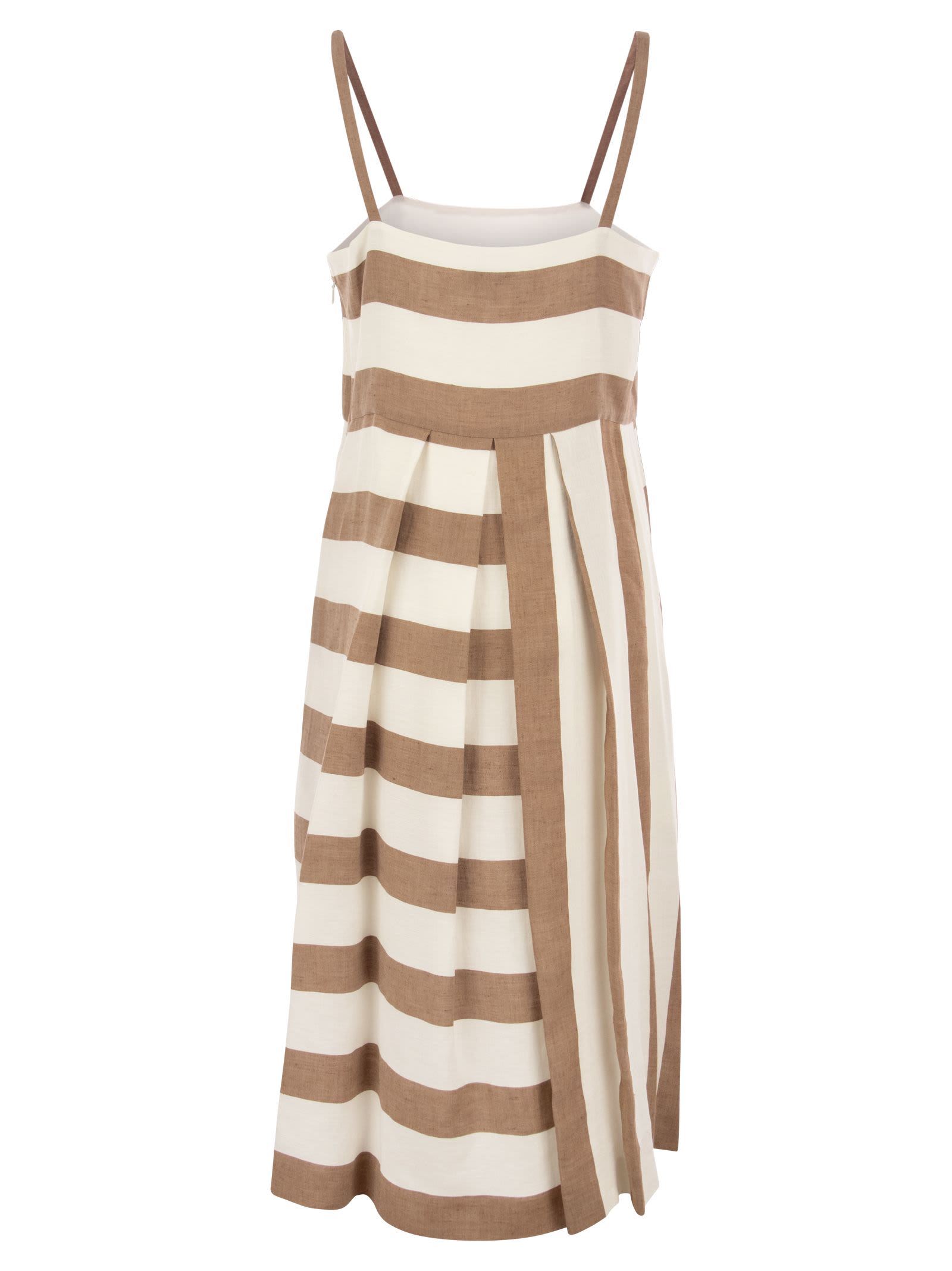 Shop Antonelli Linen And Viscose Dress In Beige/brown
